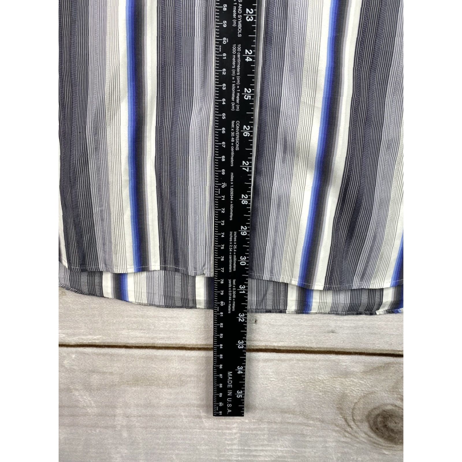 BUGATCHI VINTAGE Bugatchi Uomo Dress Shirt Mens L Gray Classic Fit Flip Cuff Striped Button Up Size 42R - 5 Thumbnail