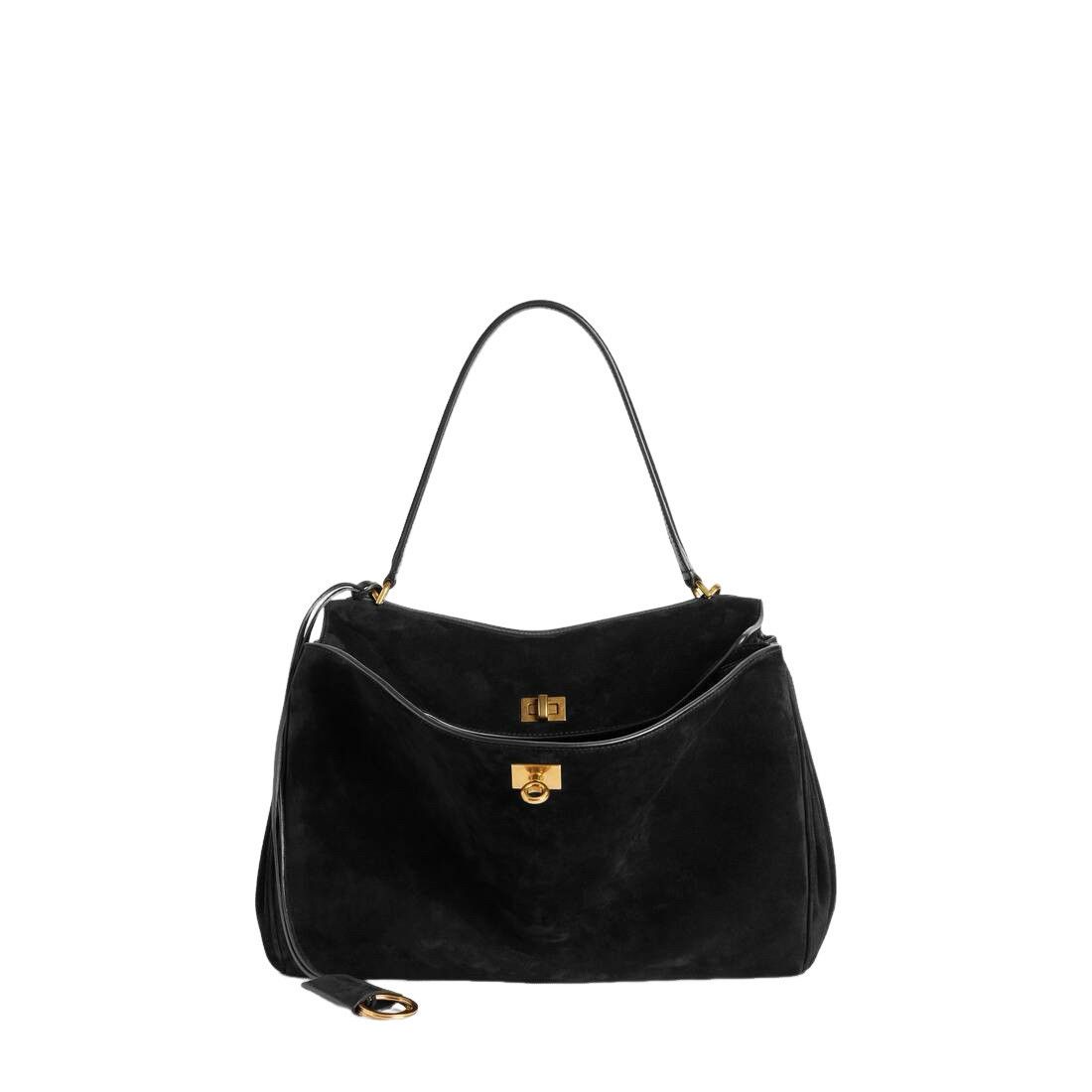 Balenciaga BALENCIAGA Rodeo Medium $4590 Black Suede Handbag New And Au Size ONE SIZE - 1 Thumbnail