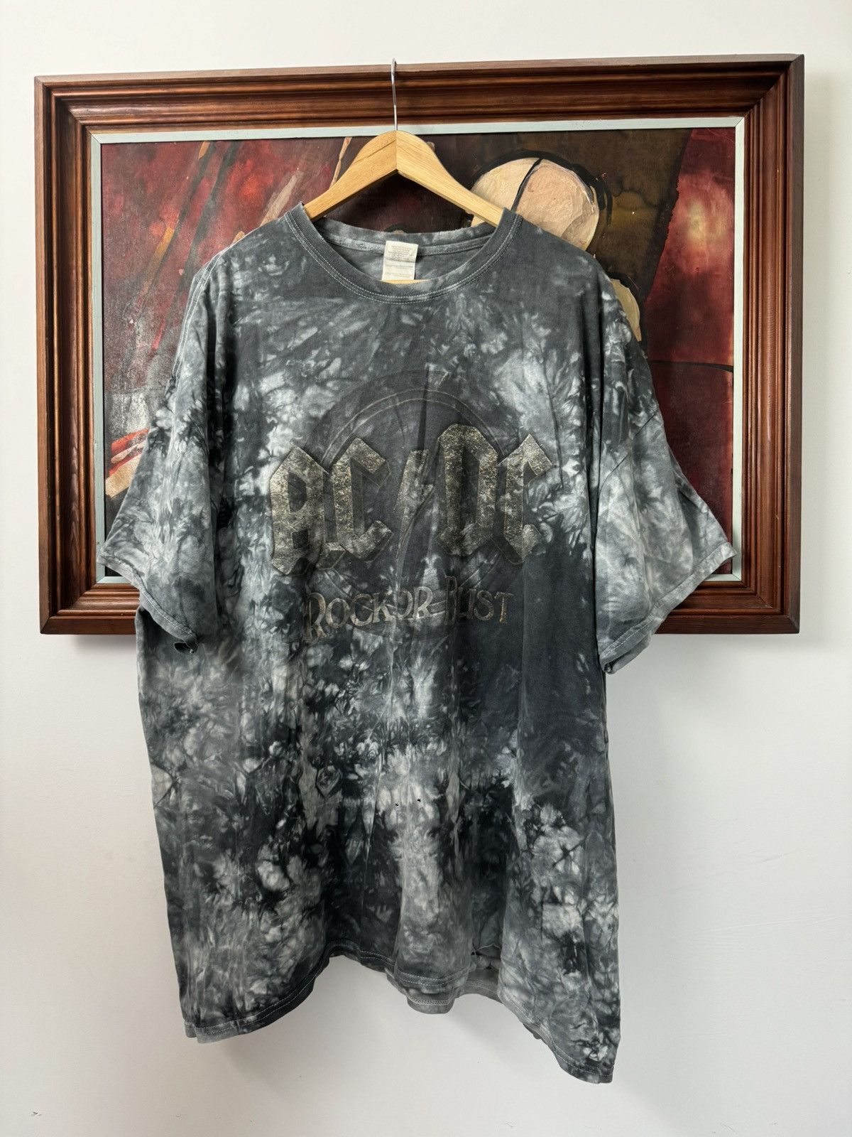 Band Tees Vintage ACDC Rock or Bust tie dye band tee rare distressed Size US XXL / EU 58 / 5 - 1 Thumbnail