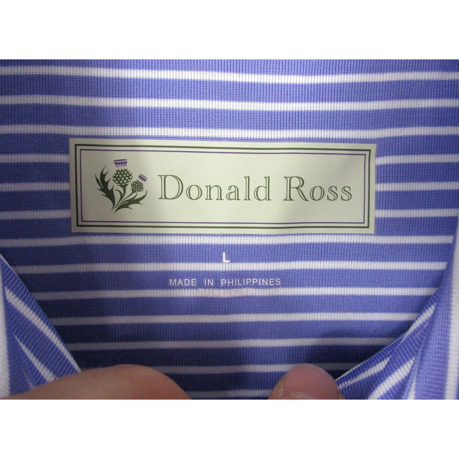 Vintage Donald Ross Polo Shirt Mens Large Purple Stripe Golf Performance DR175SC-113 Size US L / EU 52-54 / 3 - 5 Thumbnail