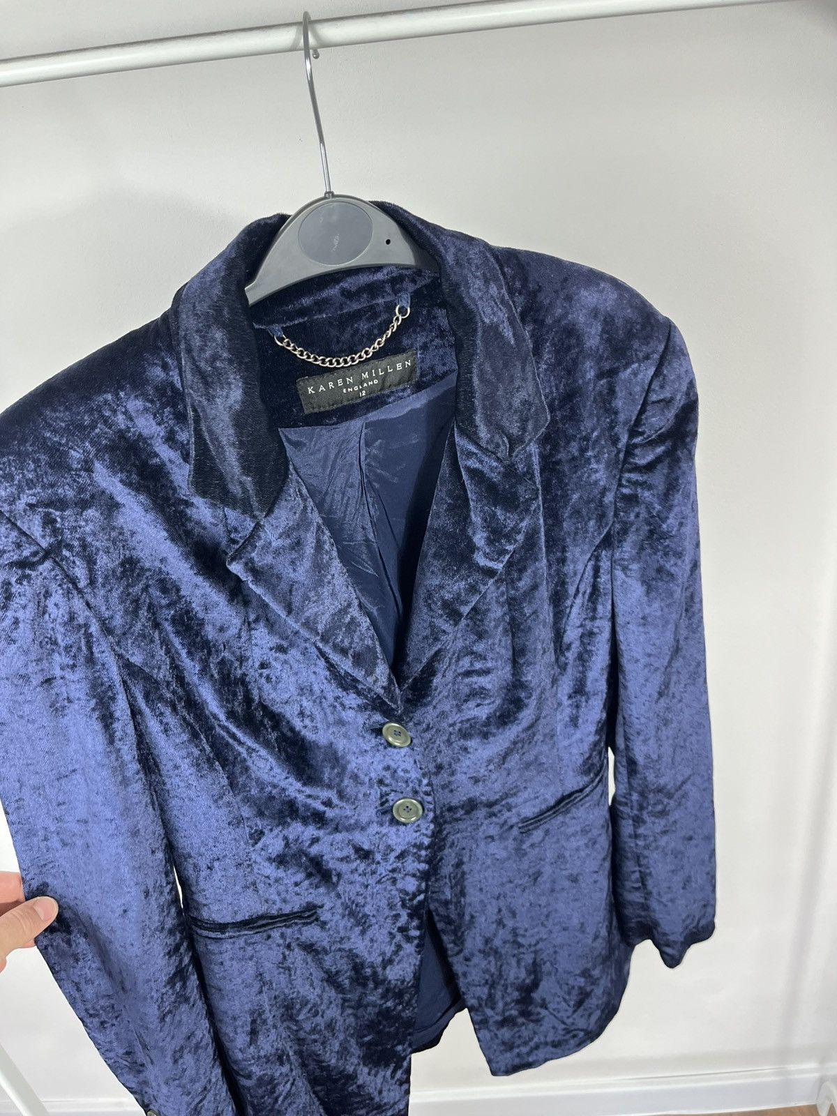 Karen Millen Karen Millen Navy Velvet Blazer Women Size 12 Elegant Jacket Size S / US 4 / IT 40 - 5 Thumbnail