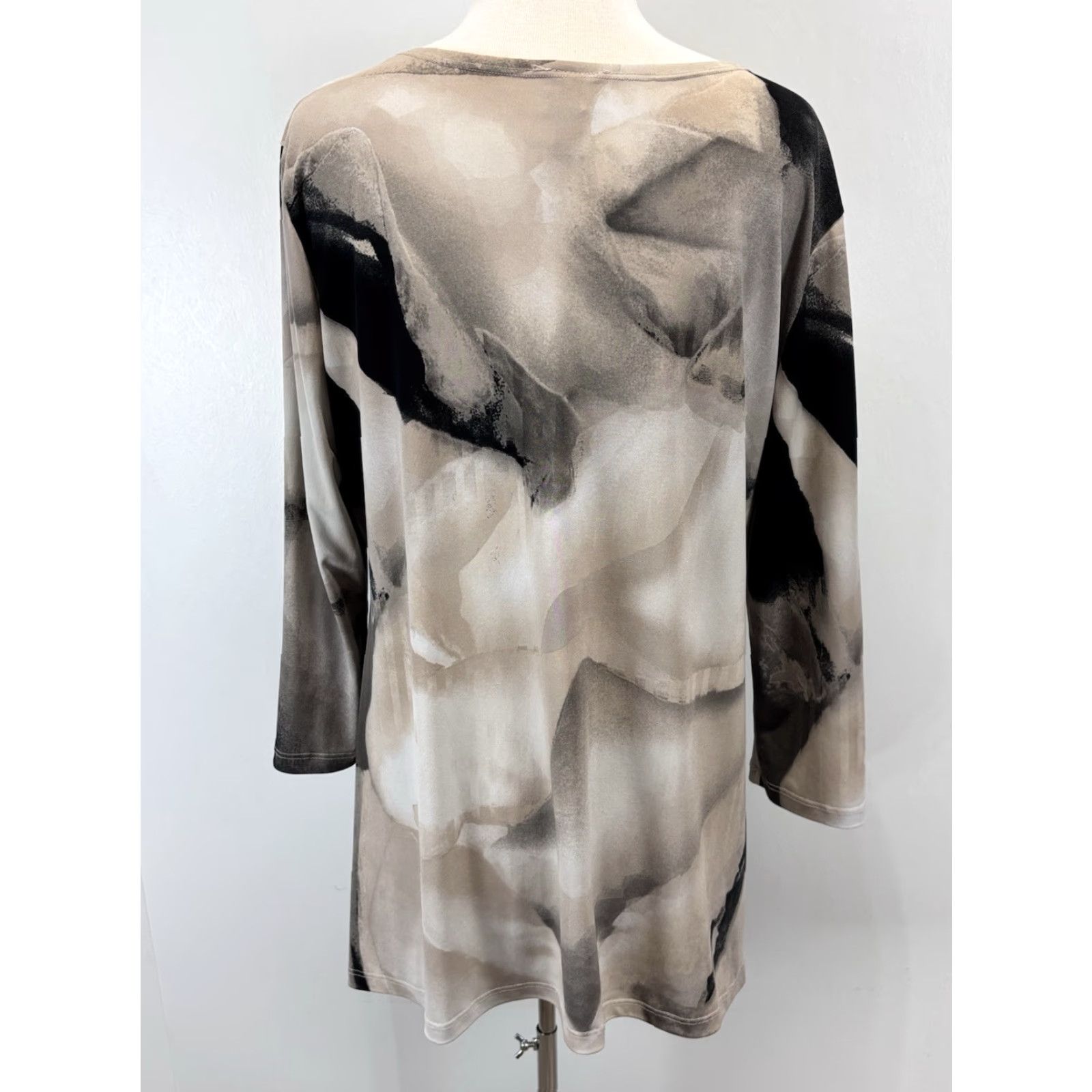 Vintage Clara Sun Woo Taupe Tunic Shirt Top Sz 1X Plus Women’s 3/4 Sleeve Stretch Size XL / US 12-14 / IT 48-50 - 3 Thumbnail