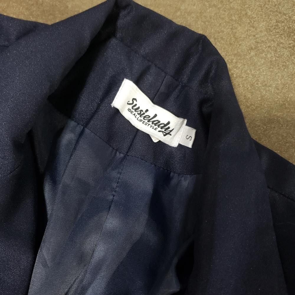 Designer Navy Button Detailed Susielady Business Blazer Size S / US 4 / IT 40 - 3 Thumbnail
