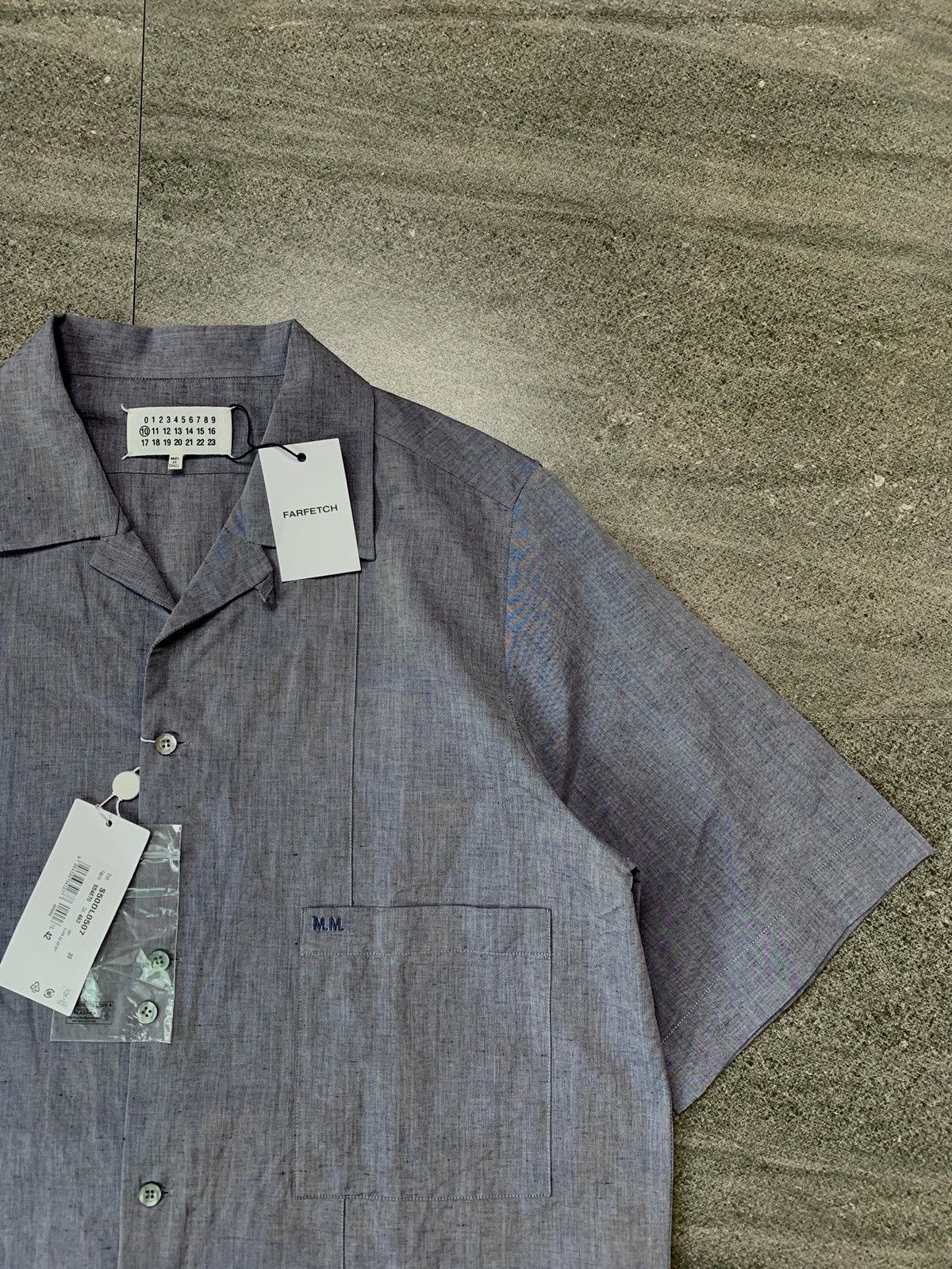 Maison Margiela FREE TAX! BNWT MM Embroidery Linen Blend Camp Collar Shirt Size US M / EU 48-50 / 2 - 2 Thumbnail