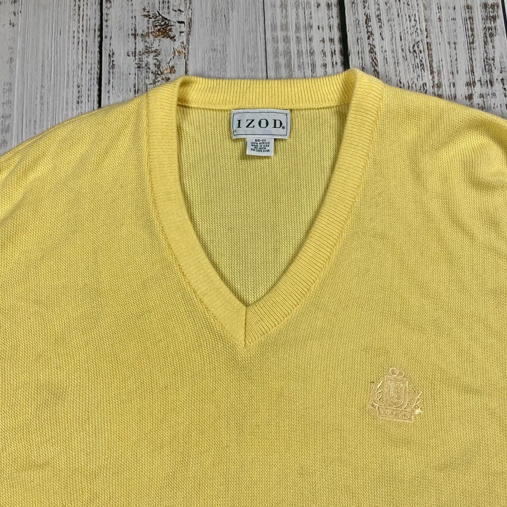 Izod VTG IZOD Cardigan Sweater Yellow Knit 2XL Big & Tall Men Embroidered USA Logo V-Neck Knit Jacket Men’s Size 2XL Size US XXL / EU 58 / 5 - 2 Thumbnail