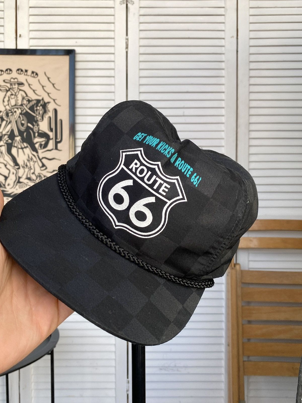 Route 66 × Vintage Vintage Route 66 Trucker Hat Black Chessboard Rope USA Size ONE SIZE - 12 Thumbnail