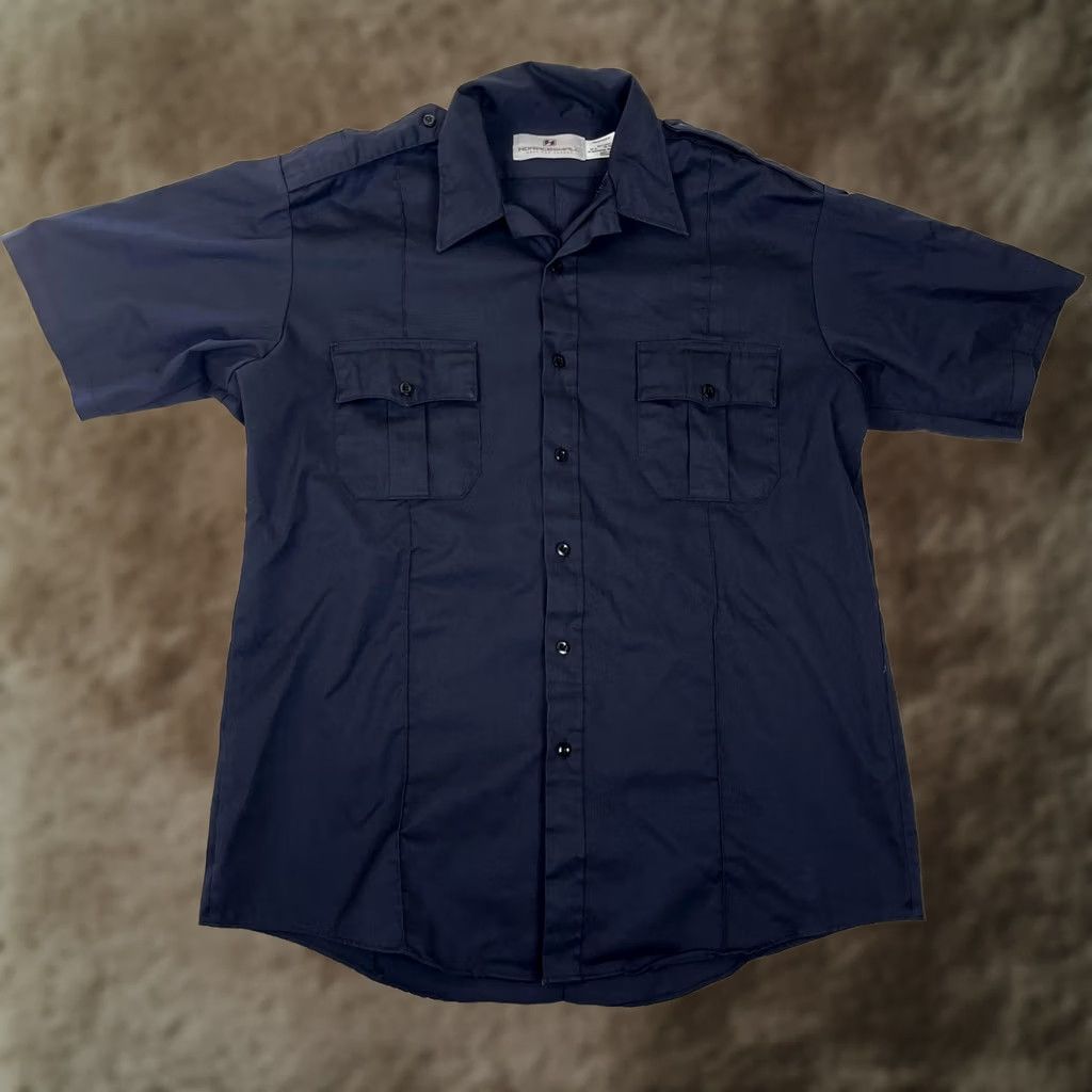 Vintage Horace Small Shirt Mens XL Blue Solid Twill Short Sleeve Button Front Workwear Size US XL / EU 56 / 4 - 1 Thumbnail