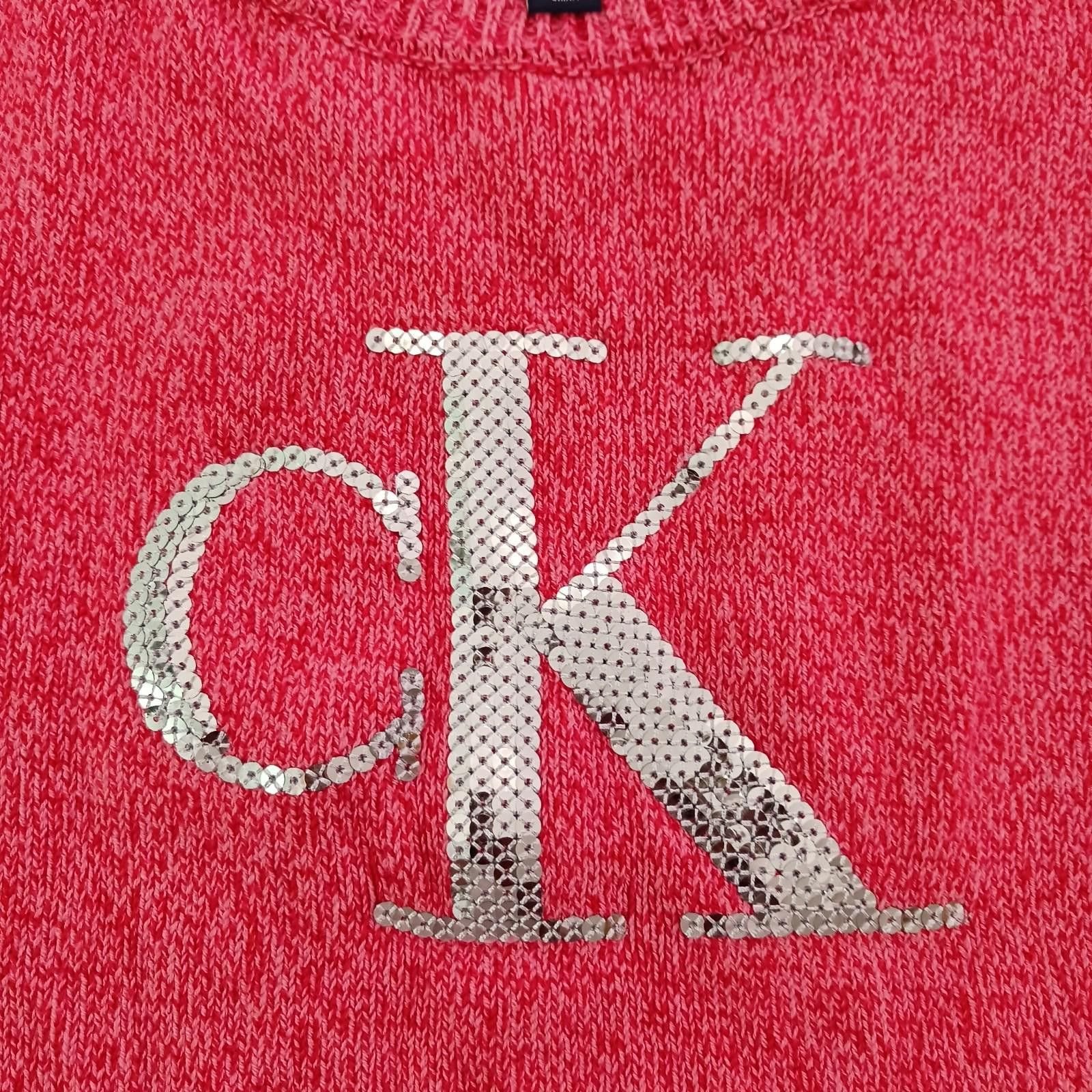 Designer Calvin Klein Jeans Women's Pink Cotton Logo Sweater L(12/14) Size L / US 10 / IT 46 - 8 Thumbnail