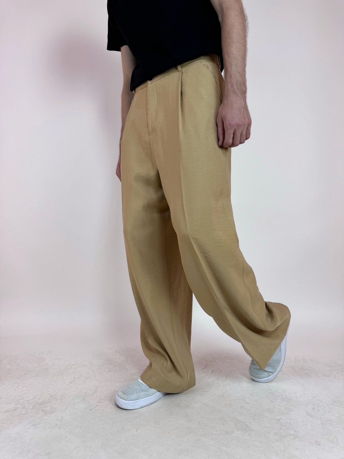 Zara Upcycled ZARA Pleated Trousers Viscose Pants wide legs sz 32 Size US 32 / EU 48 - 4 Thumbnail