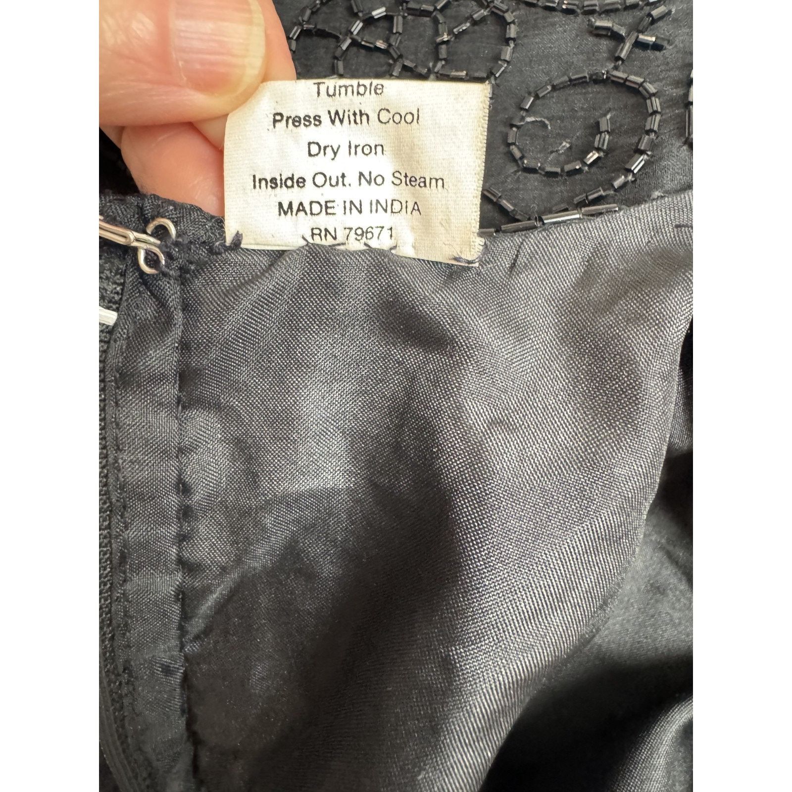 Other Vintage 1980s Pure Silk Beaded Dress Black Whimsigoth Dress Size S / US 4 / IT 40 - 10 Thumbnail
