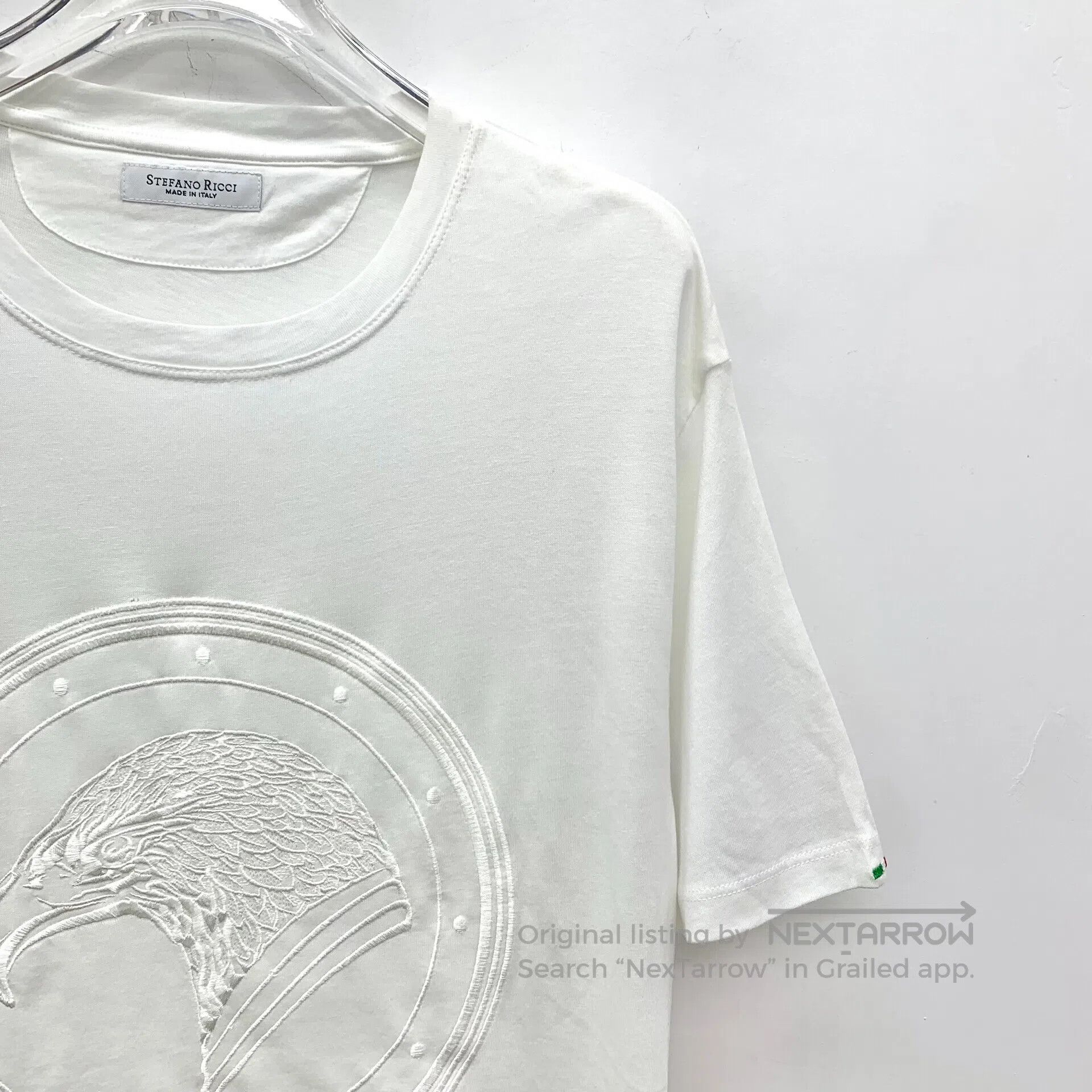 Stefano Ricci Stefano Ricci White Eagle Head Embroidery Cotton Round Nec Size US L / EU 52-54 / 3 - 3 Thumbnail