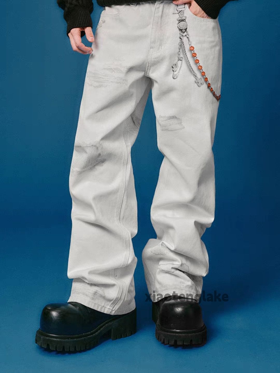 Jean × Vintage Utility skate hiphop loose baggy digital print jeans Size 28 - 4 Thumbnail