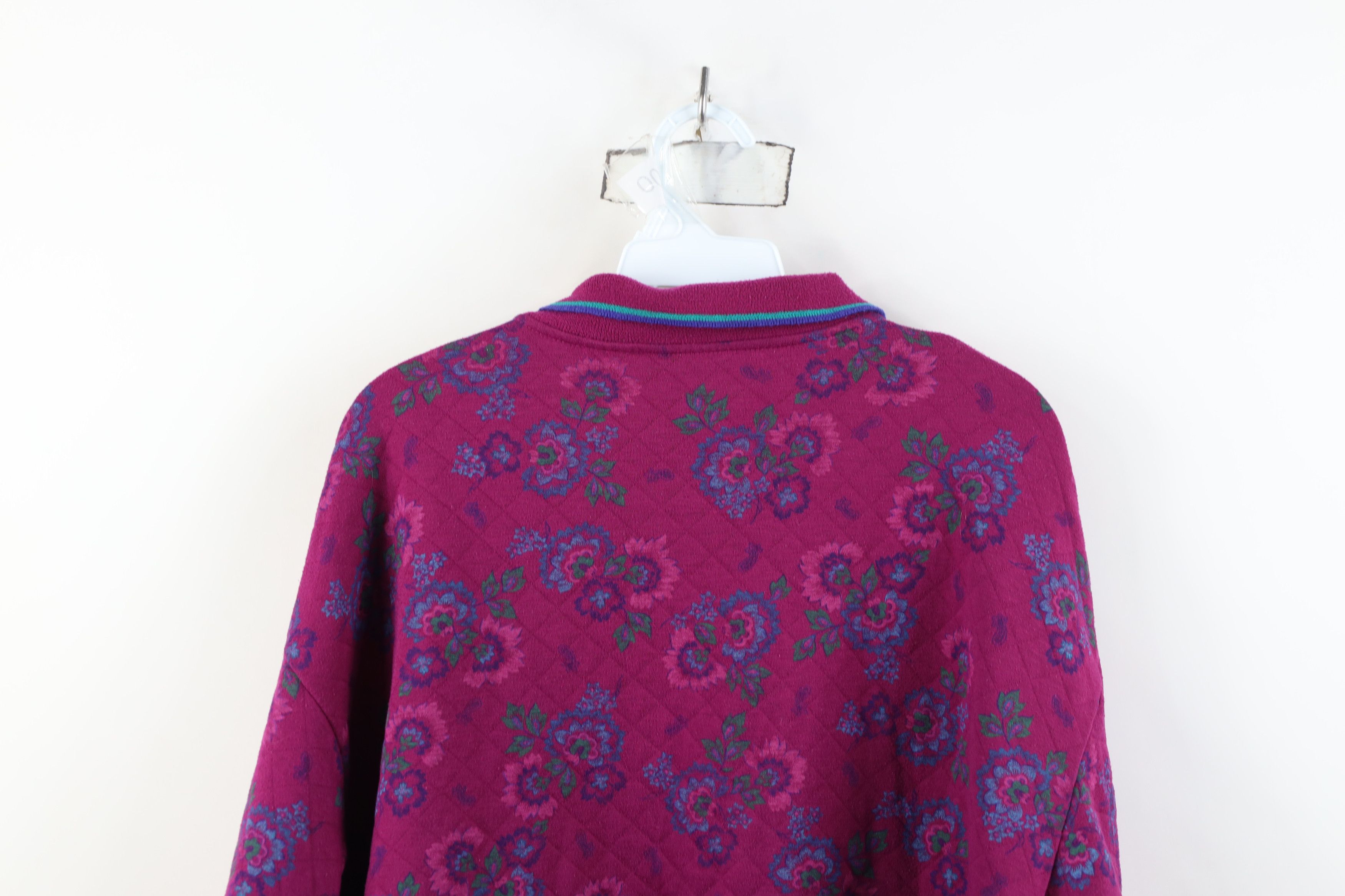 Vintage Vintage 90s Streetwear Flower Collared Sweatshirt Size L / US 10 / IT 46 - 9 Thumbnail