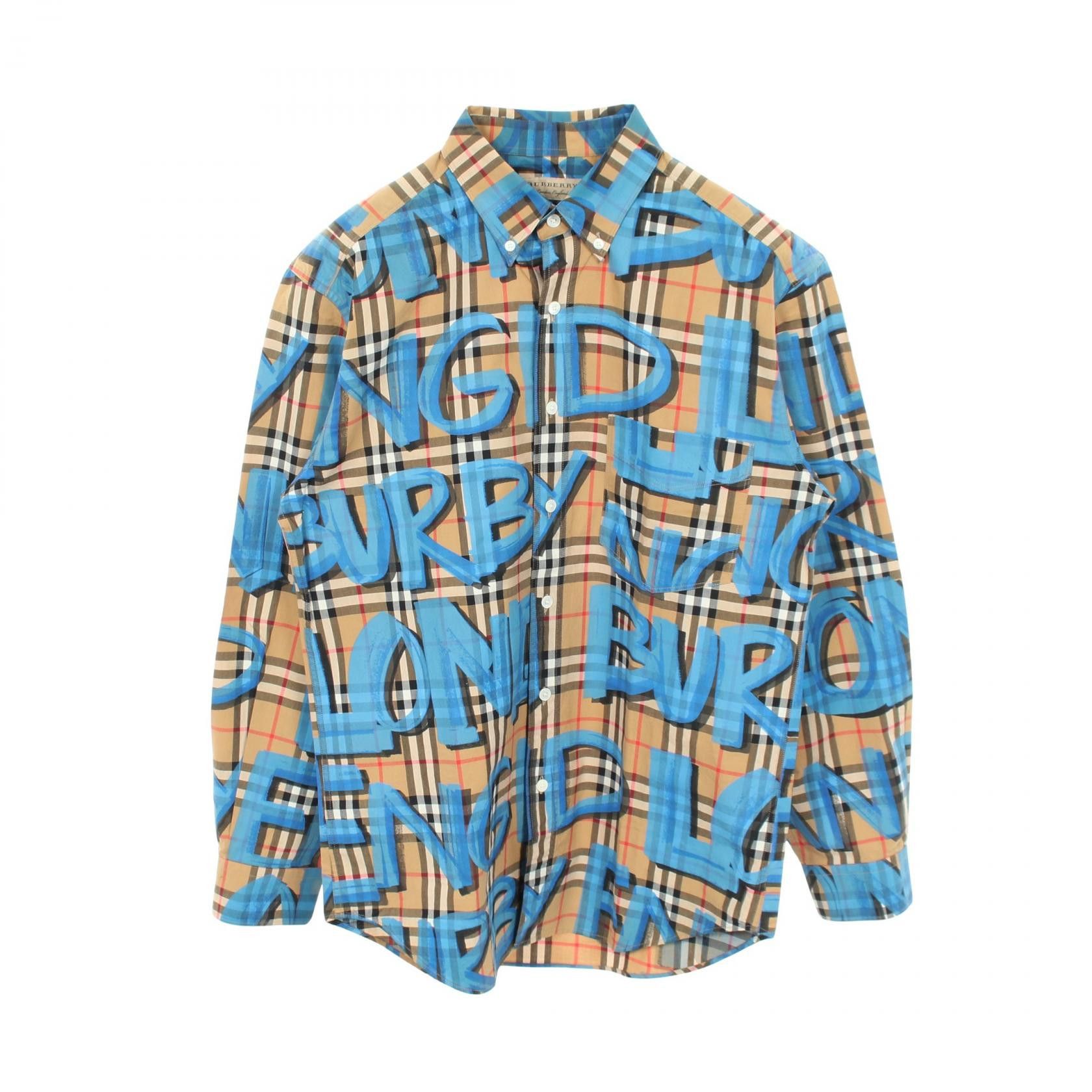 Burberry Burberry Burberry Graffiti Print Vintage Nova Check Cotton Shirt Textile Tops DUTY FREE for USA Size ONE SIZE - 1 Thumbnail