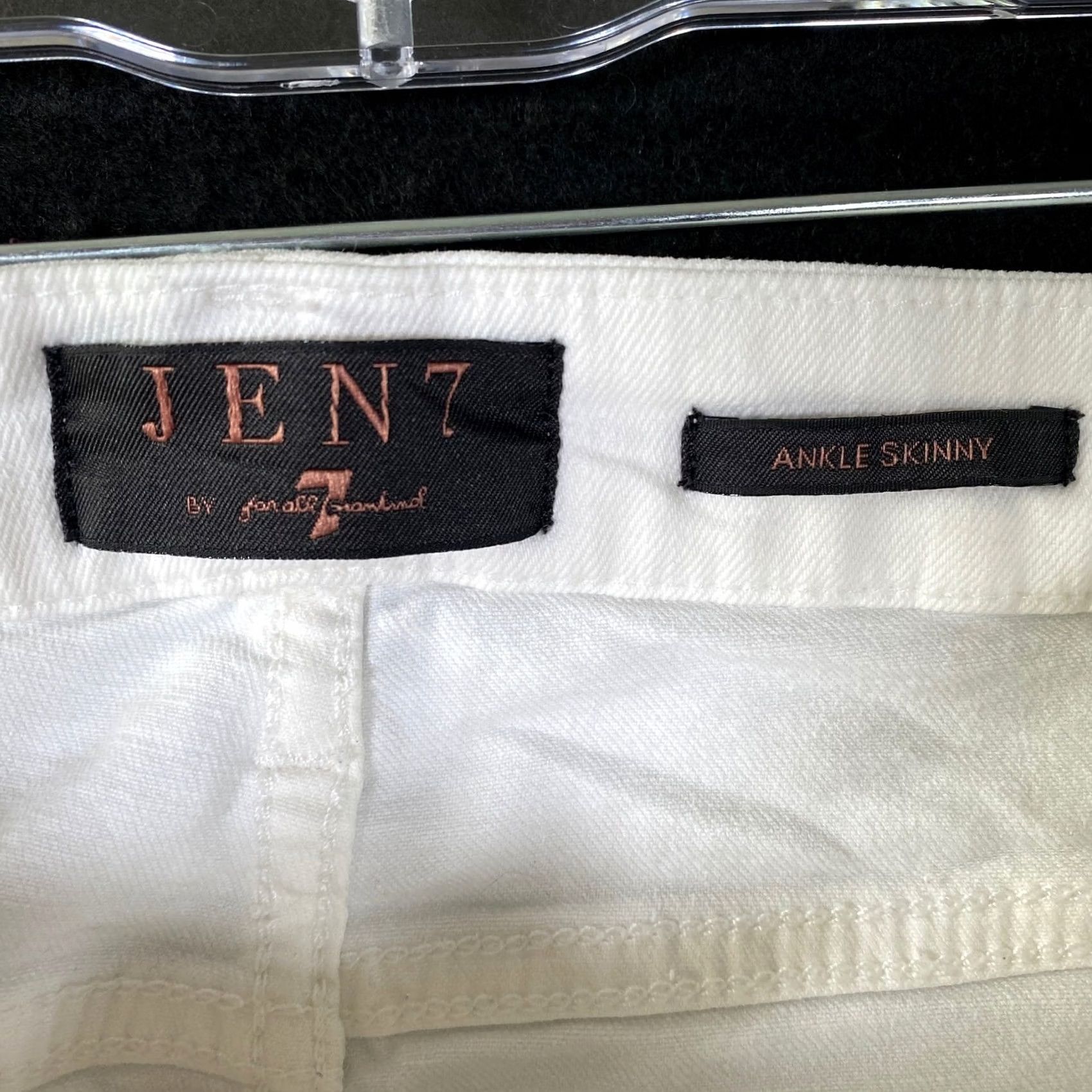 7 For All Mankind 7 For All Mankind Womens Jeans White Denim Ankle Skinny Black Stripe Stretch 10 Size 24" / US 00 / IT 34 - 4 Thumbnail