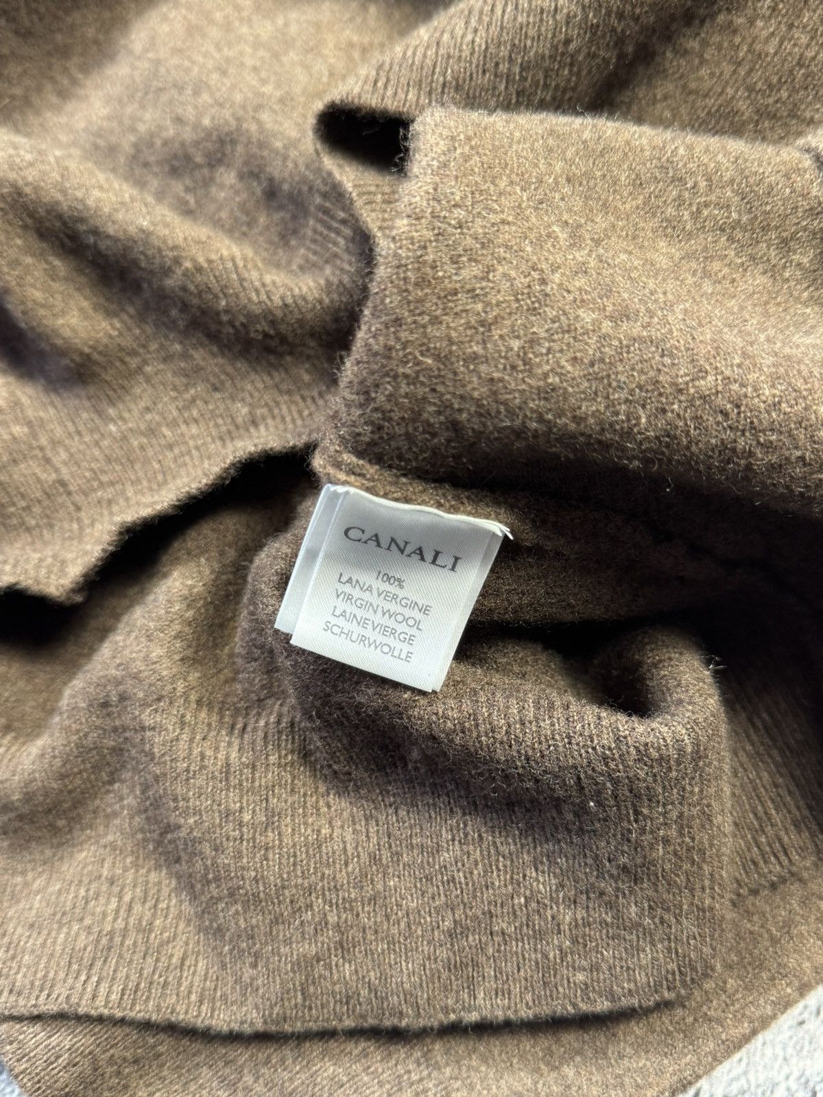 Canali CANALI Virgin Wool & Leather Sweater — Made in Italy Size US L / EU 52-54 / 3 - 4 Thumbnail