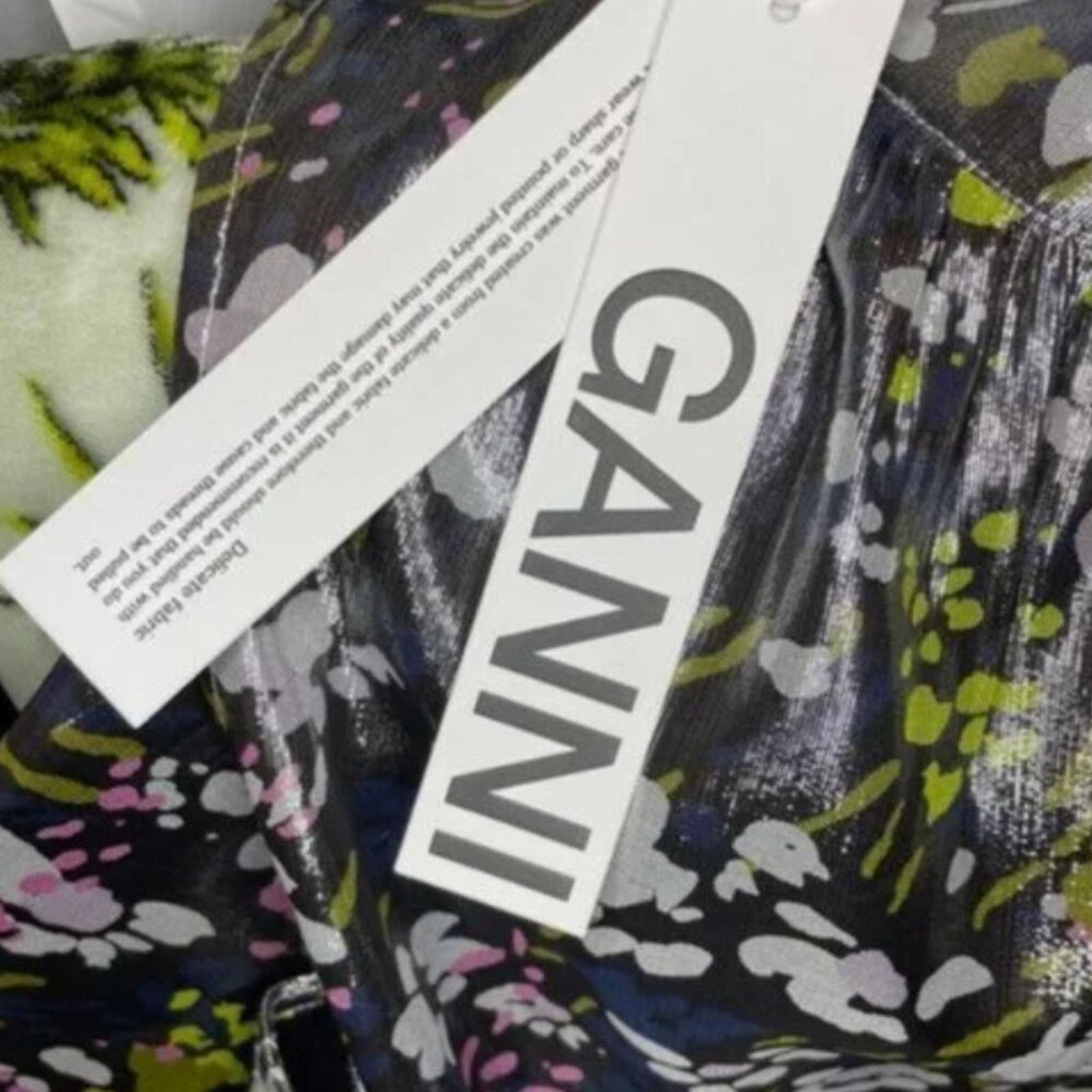 Ganni Ganni Floral print silk blend Metallic top Olive Green Size S / US 4 / IT 40 - 4 Thumbnail