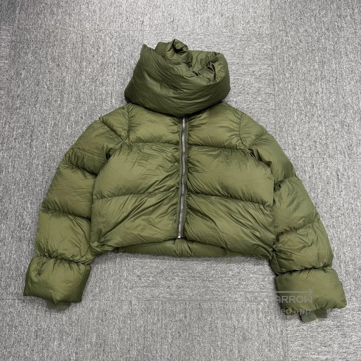 Rick Owens Rick Owens Green High Neck Down Jacket. Size US S / EU 44-46 / 1 - 1 Thumbnail