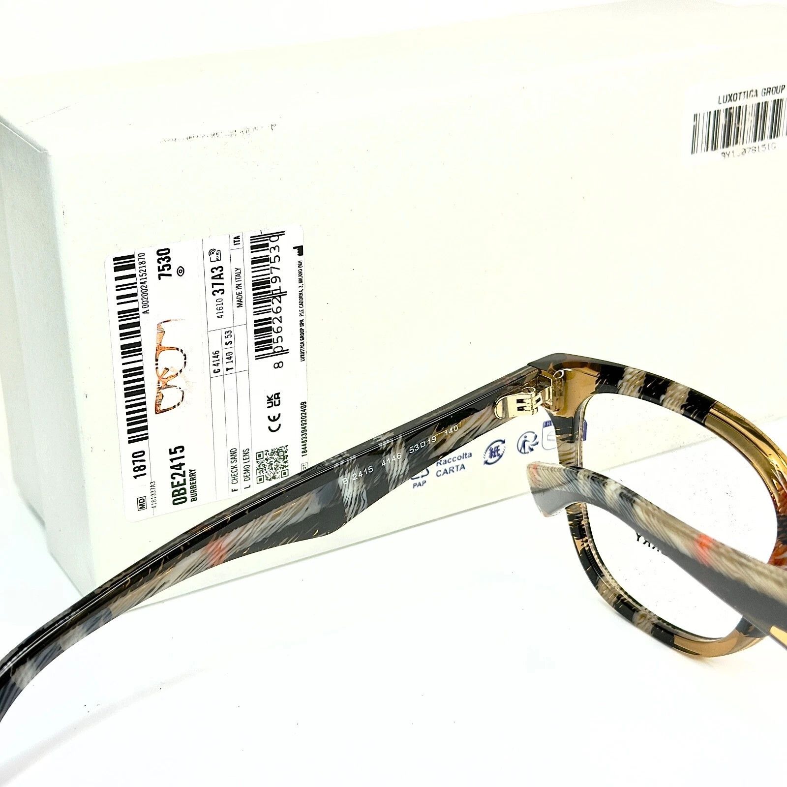 Burberry BURBERRY BE2415 Brown Check Classic Eyeglasses Optical 2415 Size ONE SIZE - 6 Thumbnail