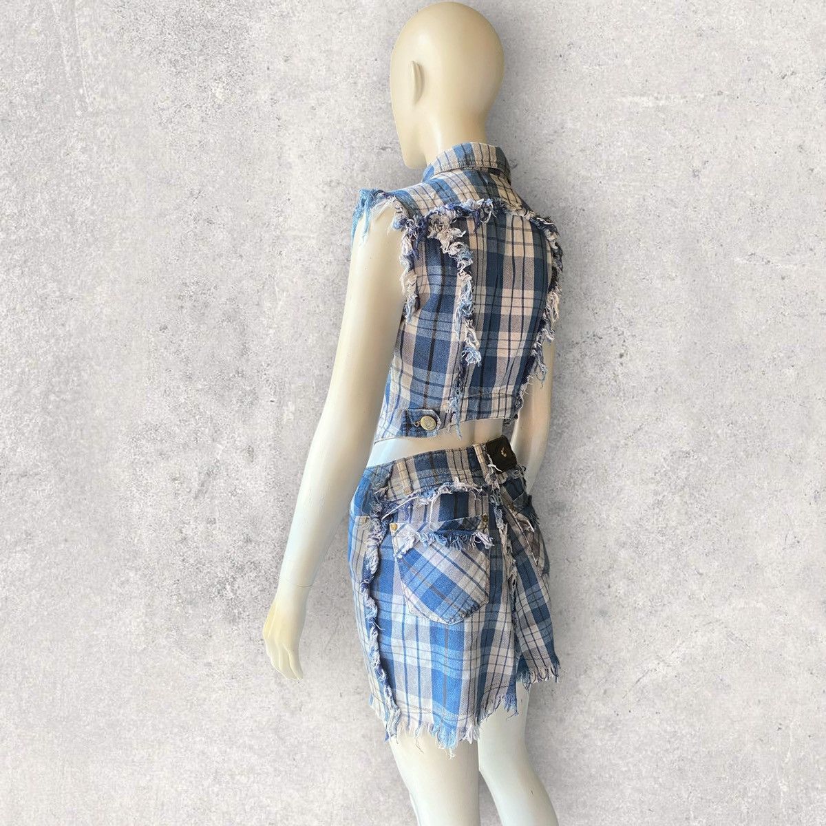 Vivienne Westwood Vintage 1999 Blue Plaid Fray Hem Set Size XS / US 0-2 / IT 36-38 - 6 Thumbnail