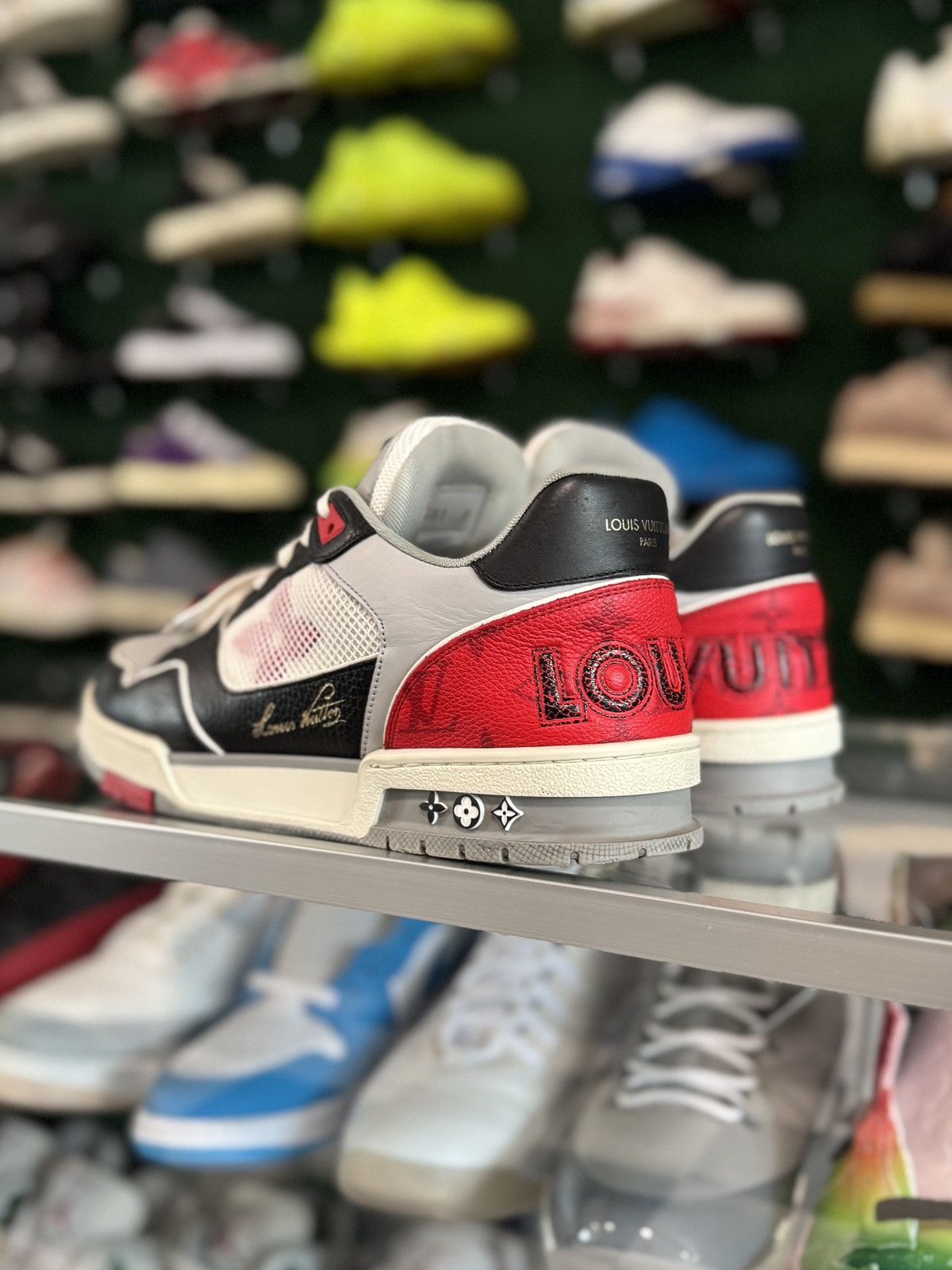 Louis Vuitton Louis Vuitton Trainer Strap Black Grey Red 1AC4ZU Size US 10 / EU 43 - 4 Thumbnail
