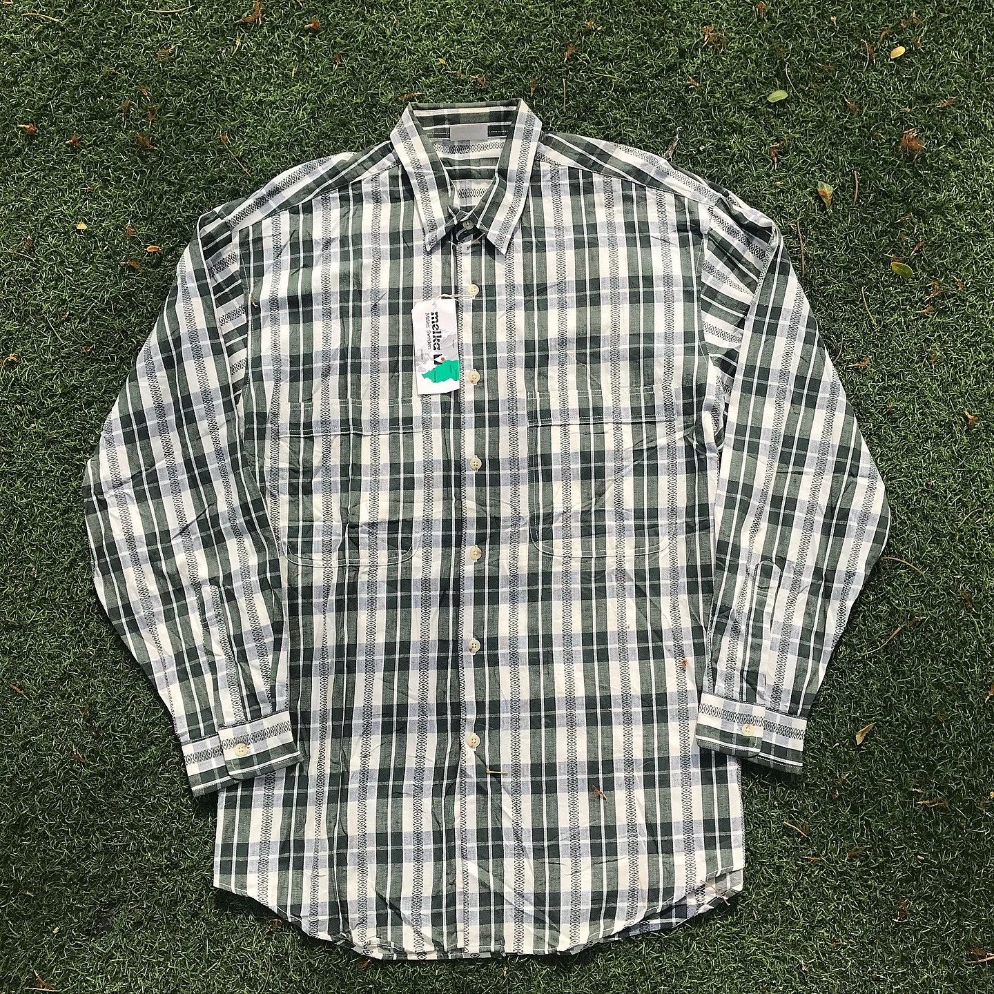 Vintage Melka of sweden Shirt green plaid Tartan long sleeves shirt Size US L / EU 52-54 / 3 - 1 Thumbnail