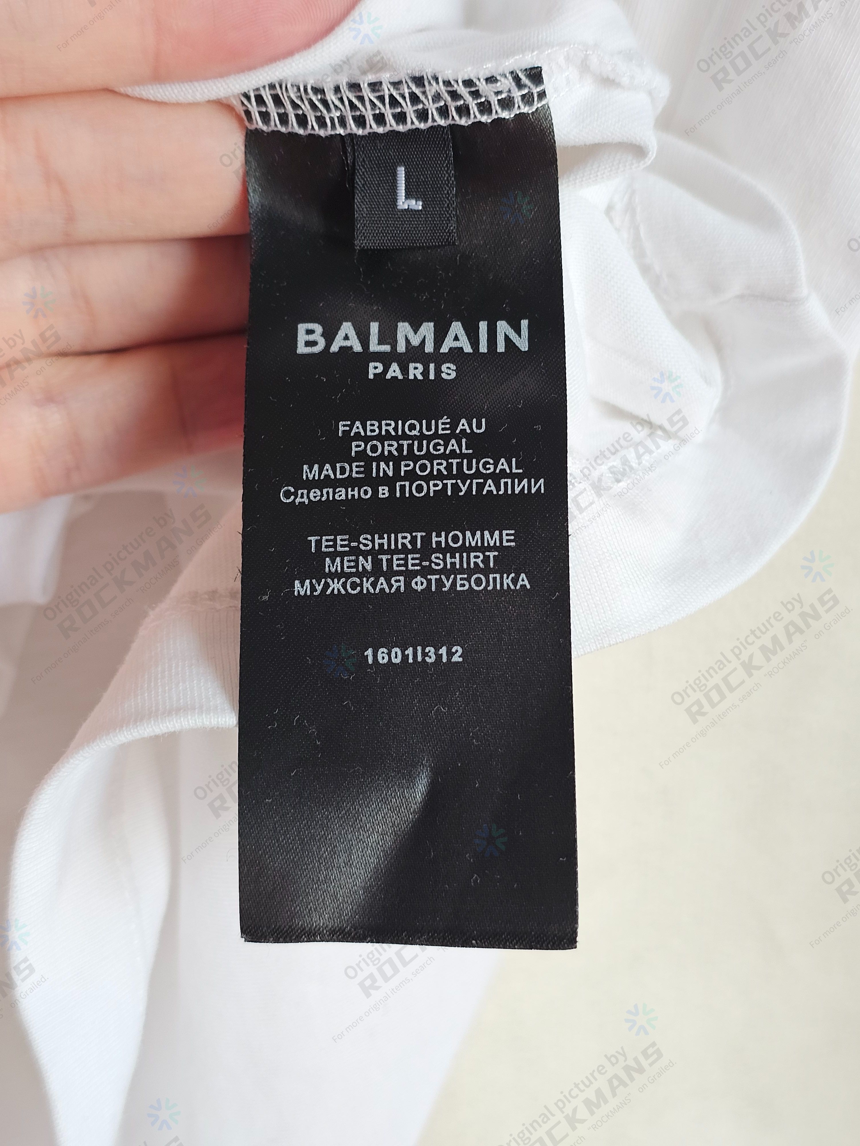 Balmain Balmain Men's White Flocked Logo T-Shirt Size L Size US L / EU 52-54 / 3 - 5 Thumbnail