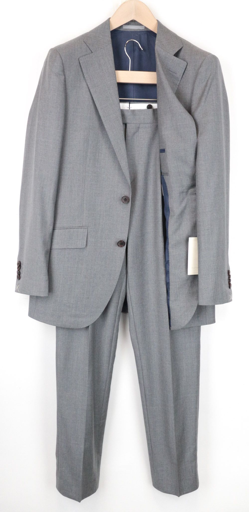 image of Suitsupply La Spalla Uk38L Grey Wool Suit 68995, Men's