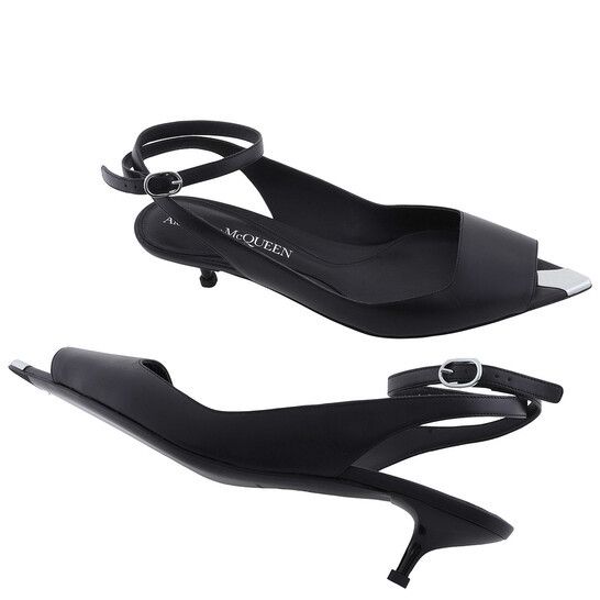Alexander McQueen o1w1db10925 Punk Ankle Strap Sandal in Black Size US 8 / IT 38 - 3 Thumbnail