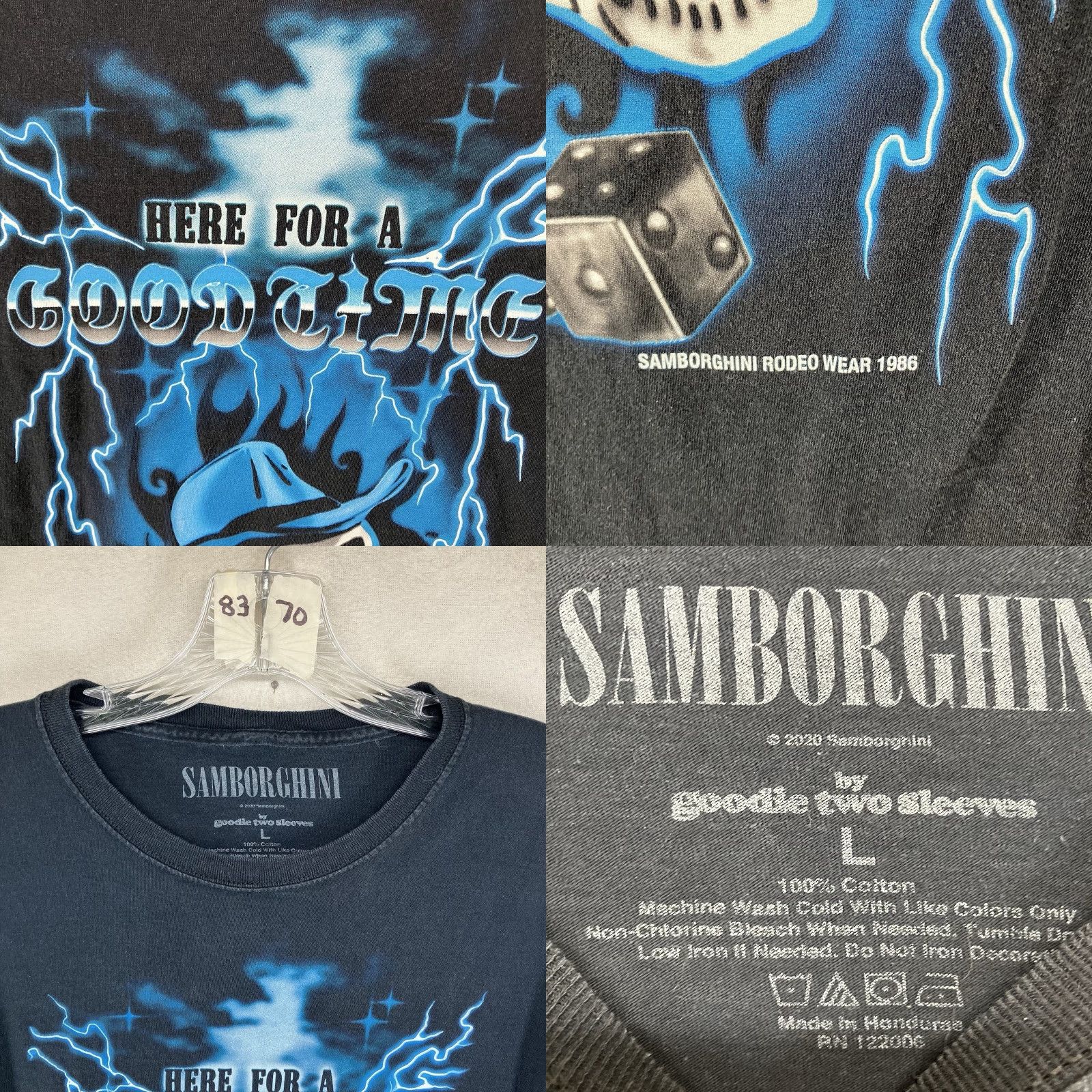 Lamborghini Samborghini Streetwear T-Shirt Men’s Large Black Graphic Print Lightning Skull Long Sleeve Size US L / EU 52-54 / 3 - 8 Thumbnail