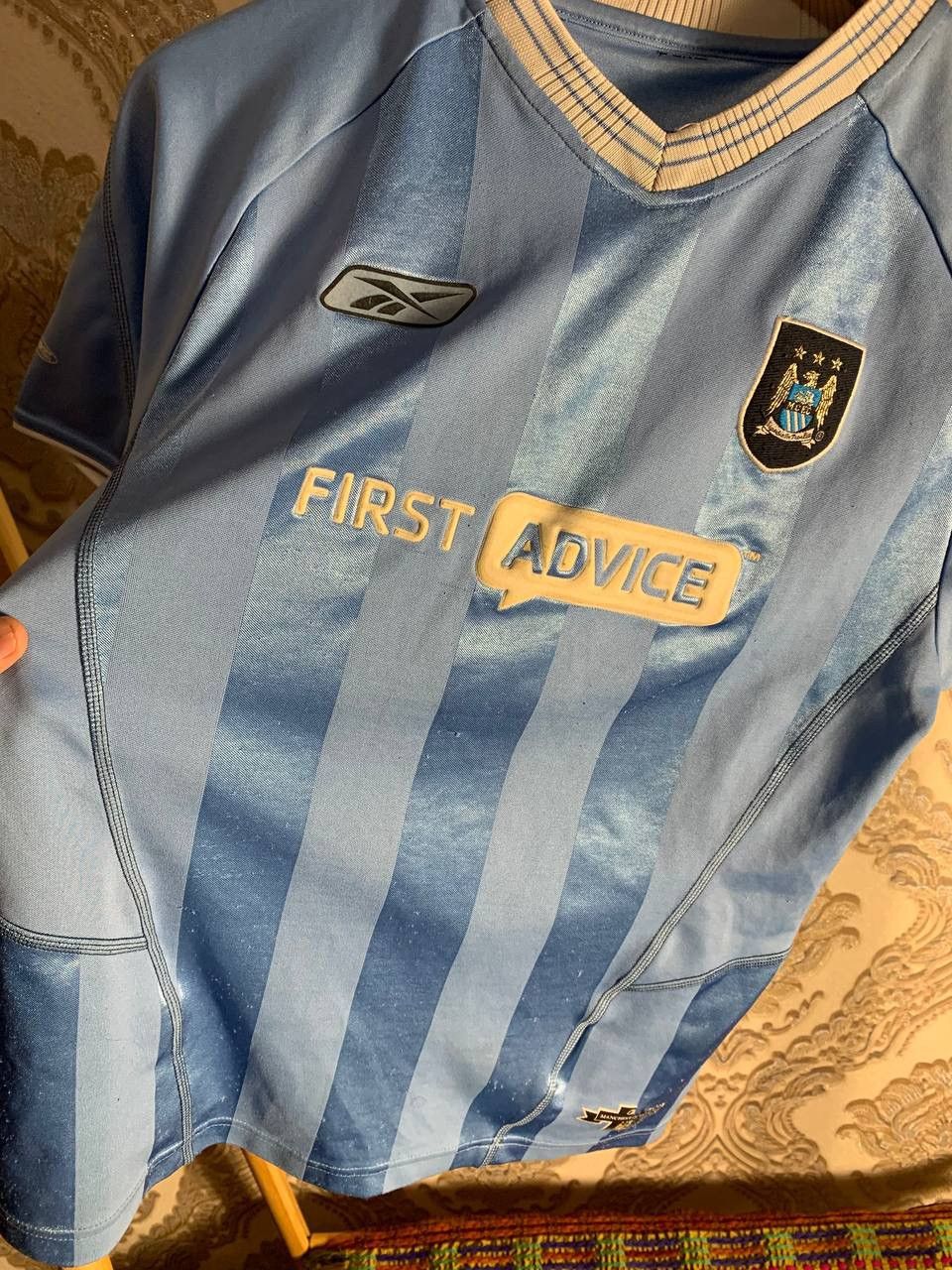 Vintage VERY RARE REEBOK FC MANCHESTER CITY ENGLAND SOCCER JERSEY Size US XS / EU 42 / 0 - 4 Thumbnail