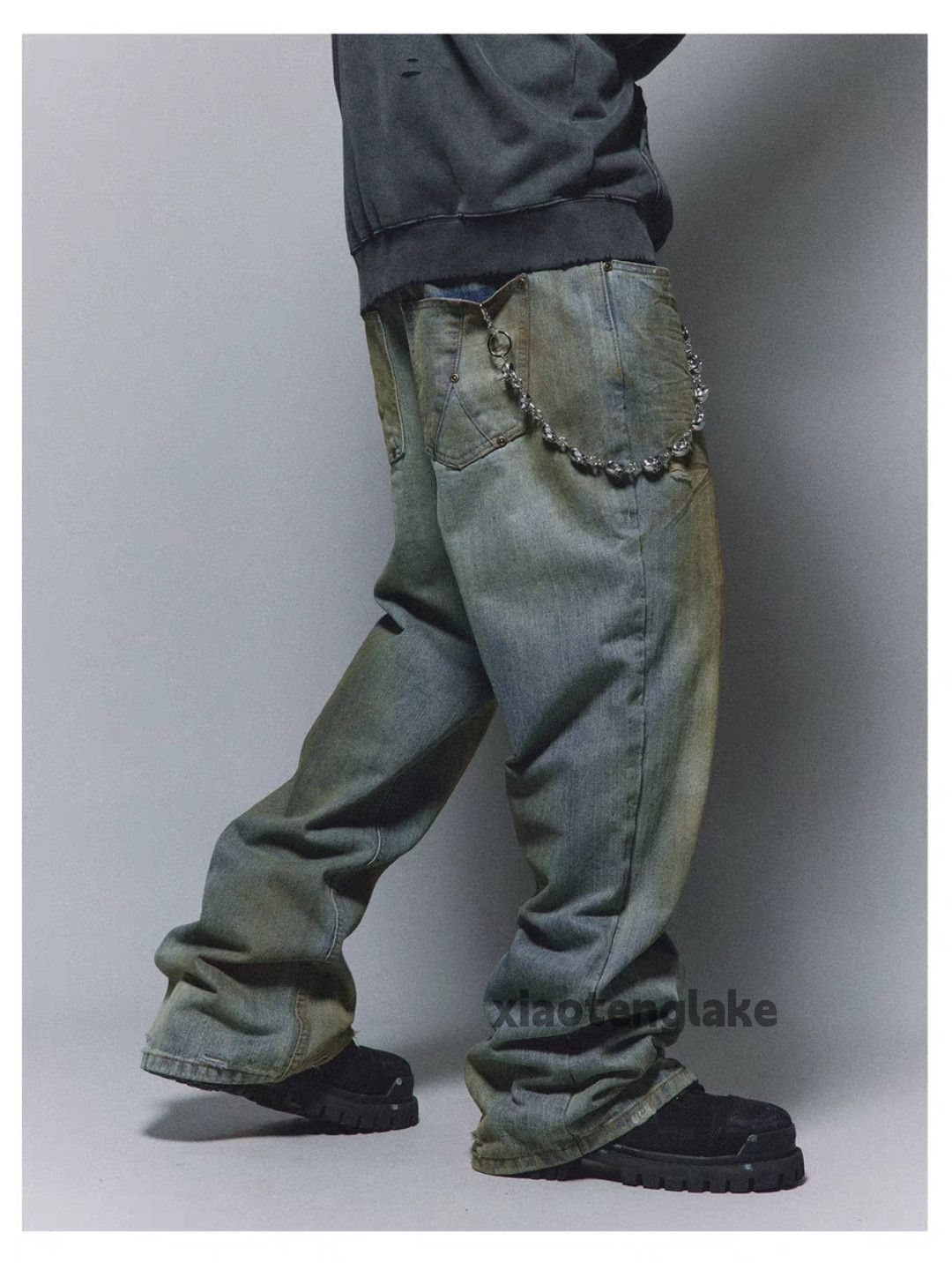 Jean × Vintage washed faded punk grunge stain bootcut hiphop jeans Size US 36 / EU 52 - 8 Thumbnail