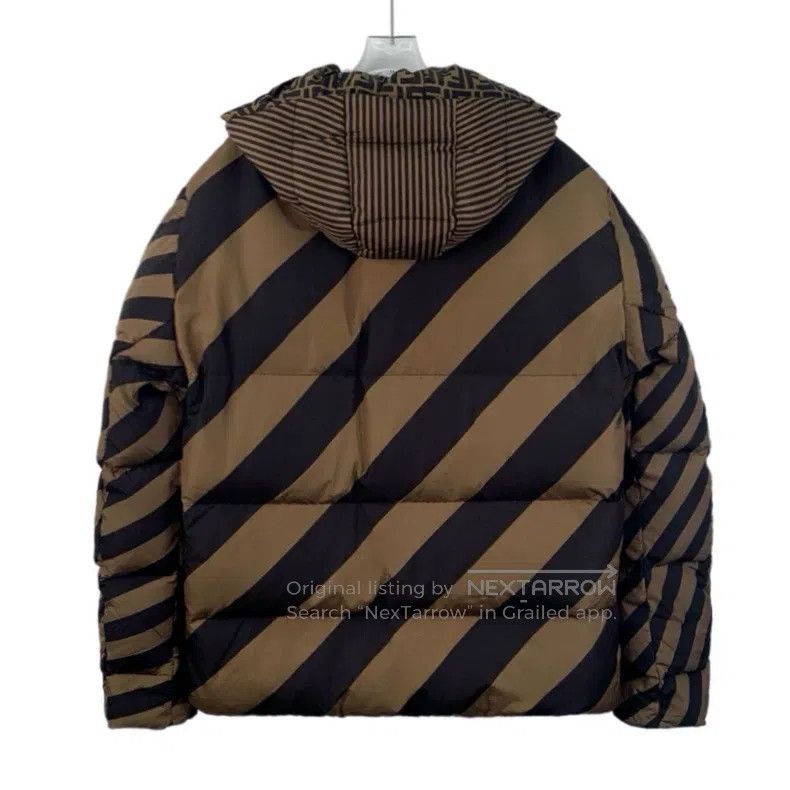 Fendi Fendi Dark brown logo letter all-over print striped hooded Size US XL / EU 56 / 4 - 6 Thumbnail
