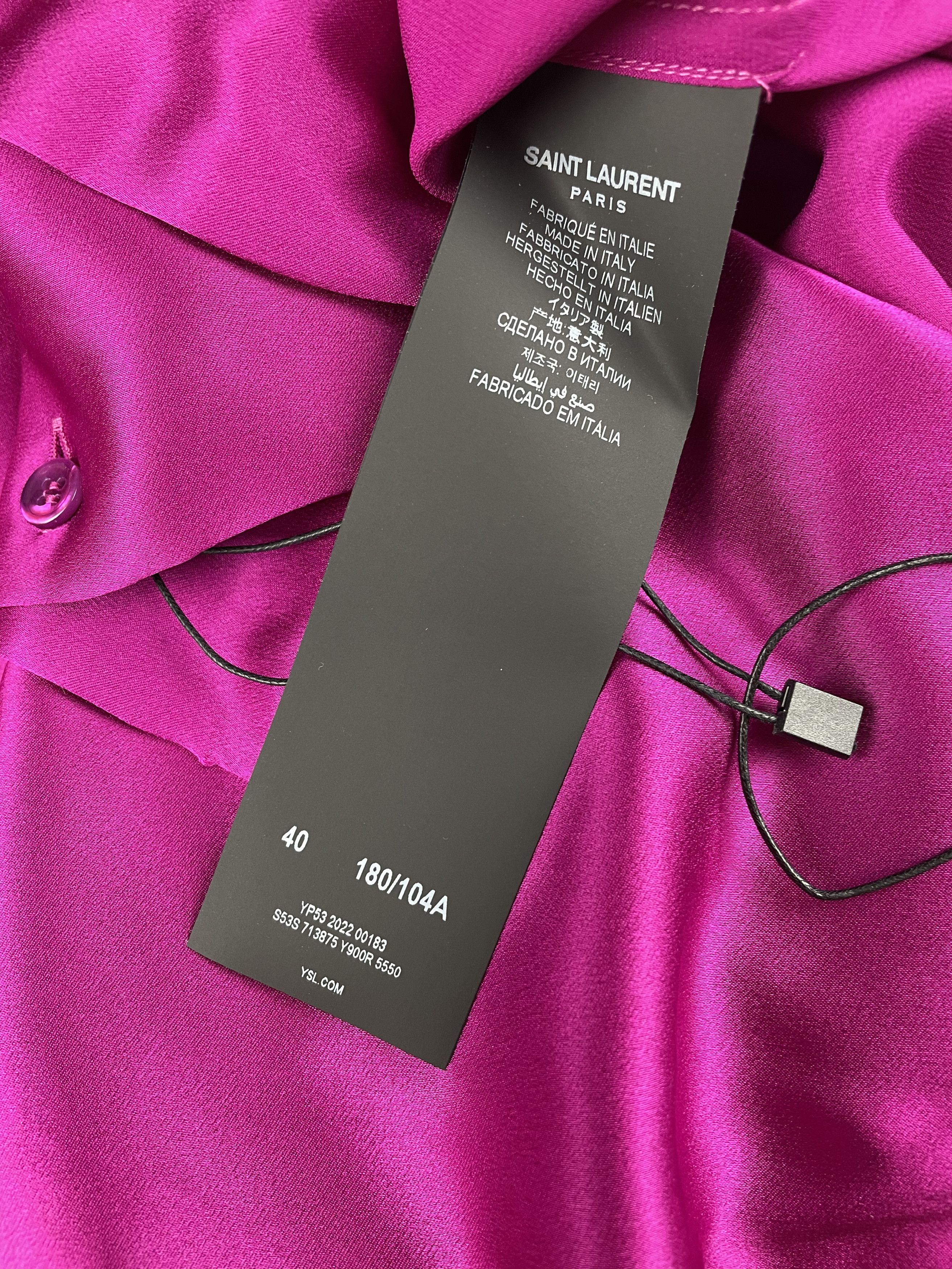 Saint Laurent Paris FW22 Saint Laurent Satin Open Collar Pink Silk Shirt Size US M / EU 48-50 / 2 - 11 Thumbnail