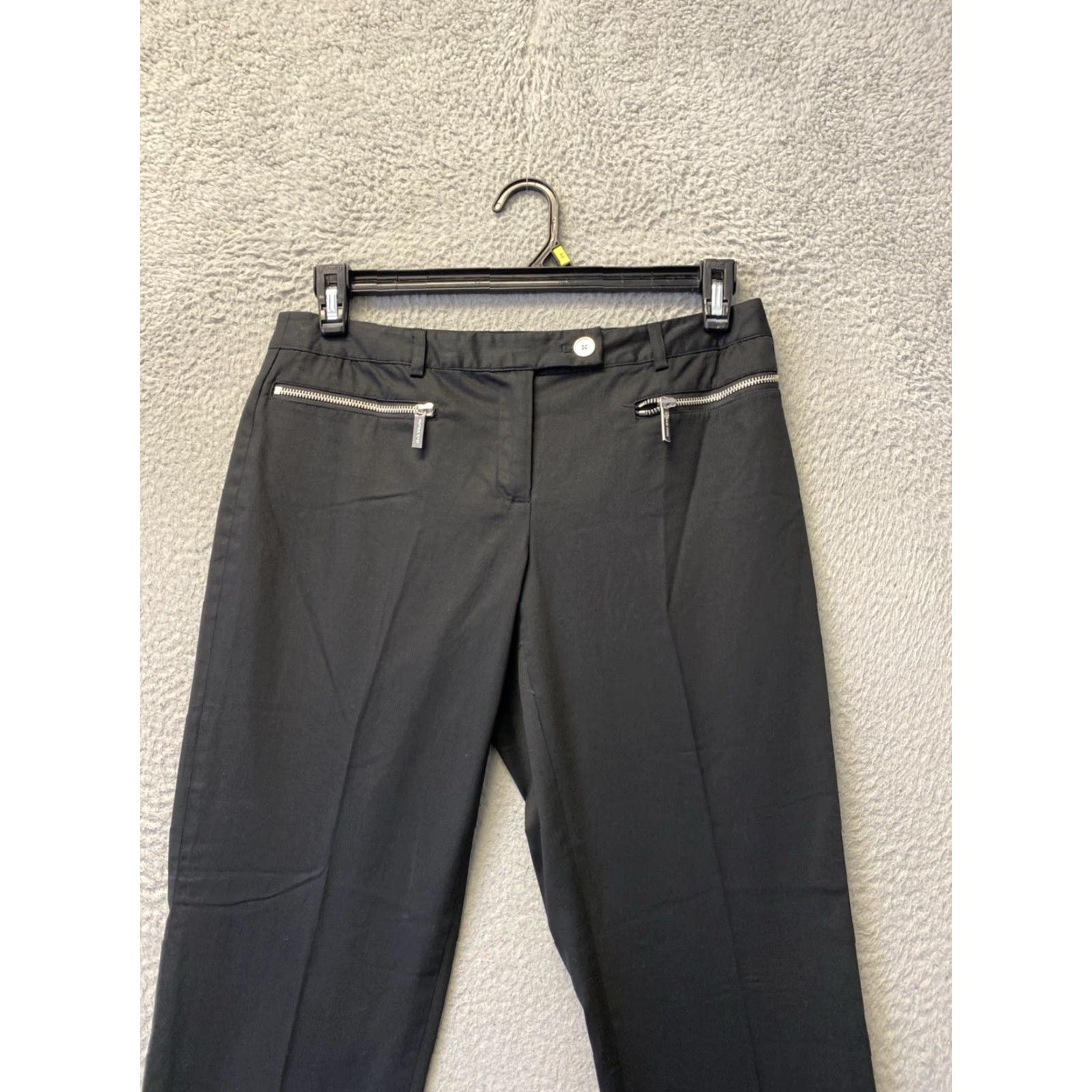Michael Kors VINTAGE? No — Michael Kors Izzy Skinny Cropped Pants Black 6 Women Slim Low Rise 28 Inseam Zip Button Logo Pocket Slit 1233 Size 28" / US 6 / IT 42 - 2 Thumbnail