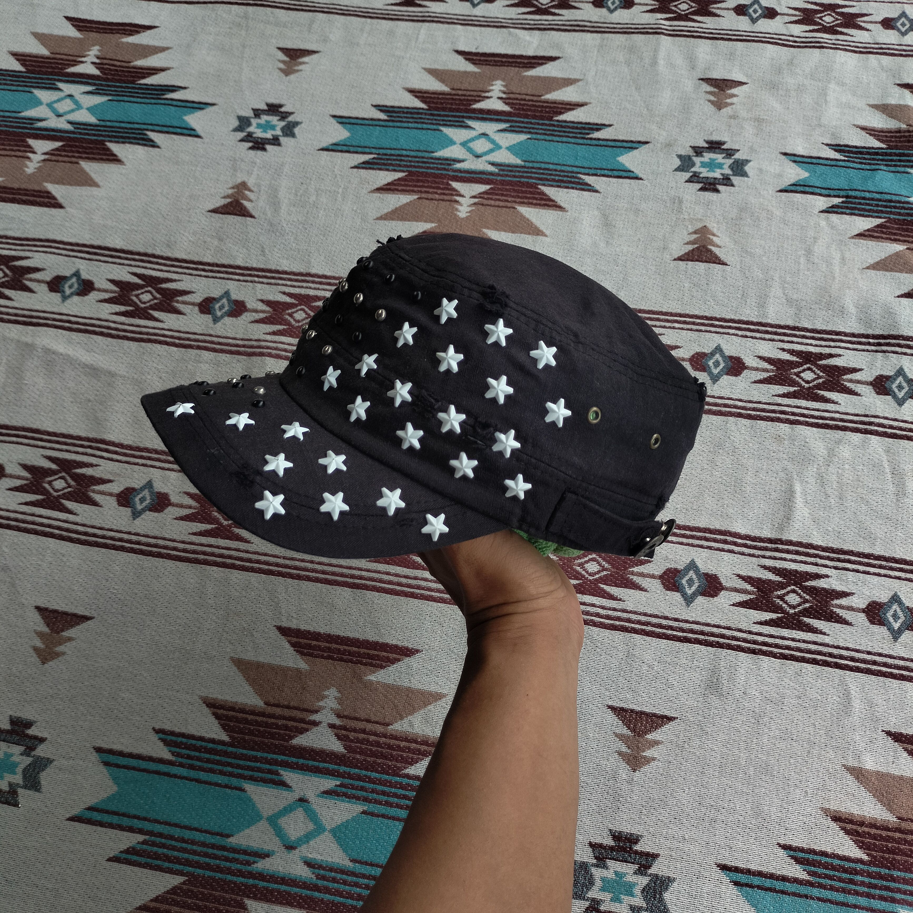 GOA Y2k Vkei Blu pepe stars studded cadet hat Size ONE SIZE - 7 Thumbnail