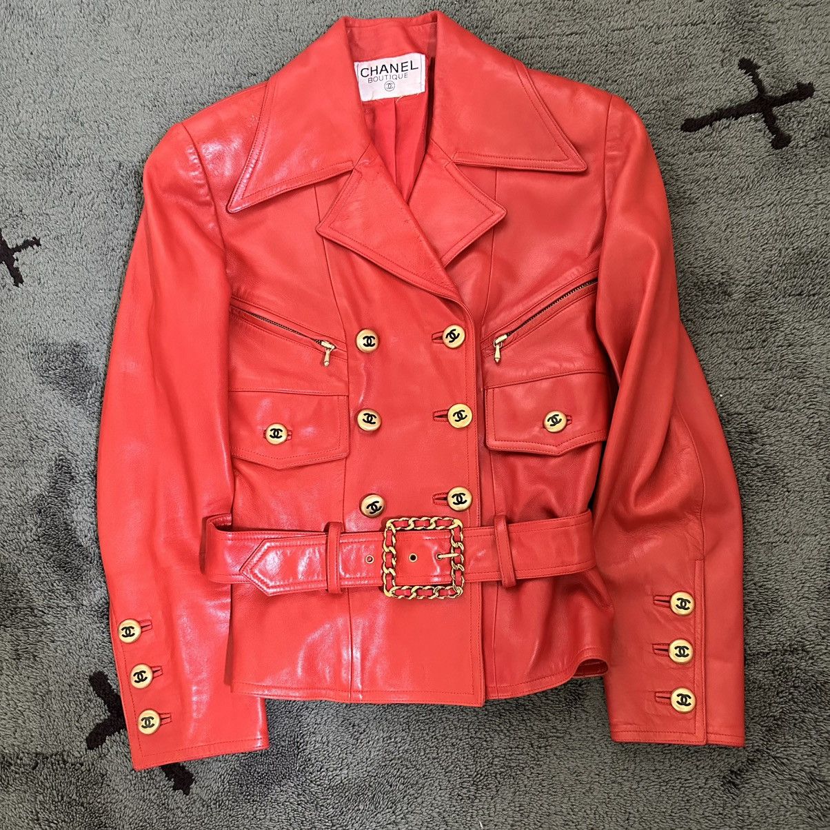 Chanel Archive Chanel Fall 1992 Red Leather Jacket Size S / US 4 / IT 40 - 2 Thumbnail