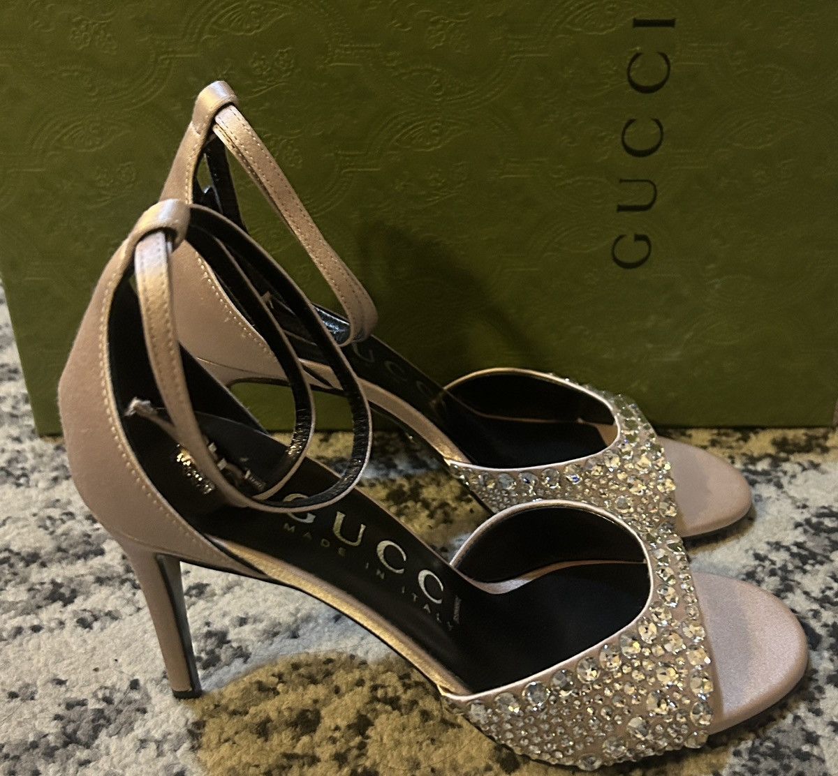 Gucci Gucci GG Crystal Satin Slide Raso Seta Malaga Kid Sandal Size US 5 / IT 35 - 7 Thumbnail