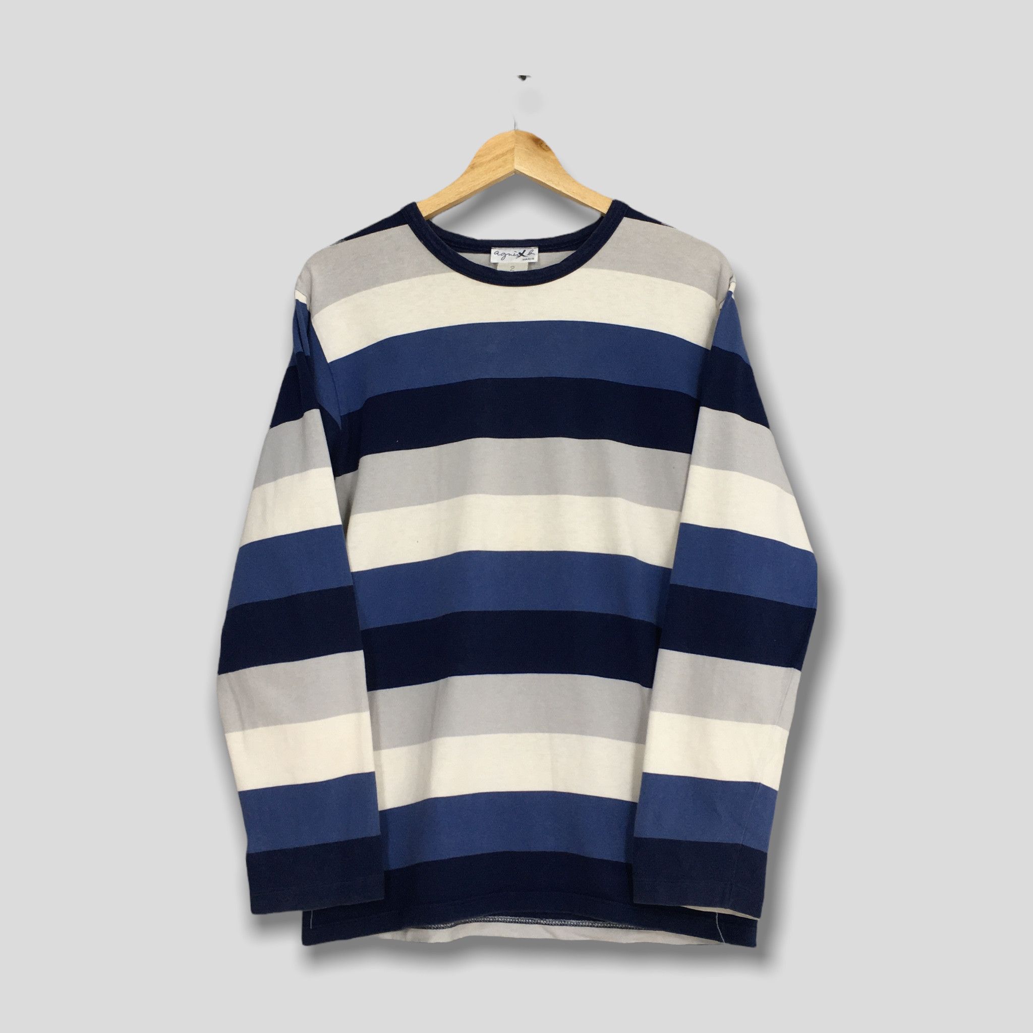 image of Agnes B Paris Multicolor Stripes Tshirt Small in Striped, Men's