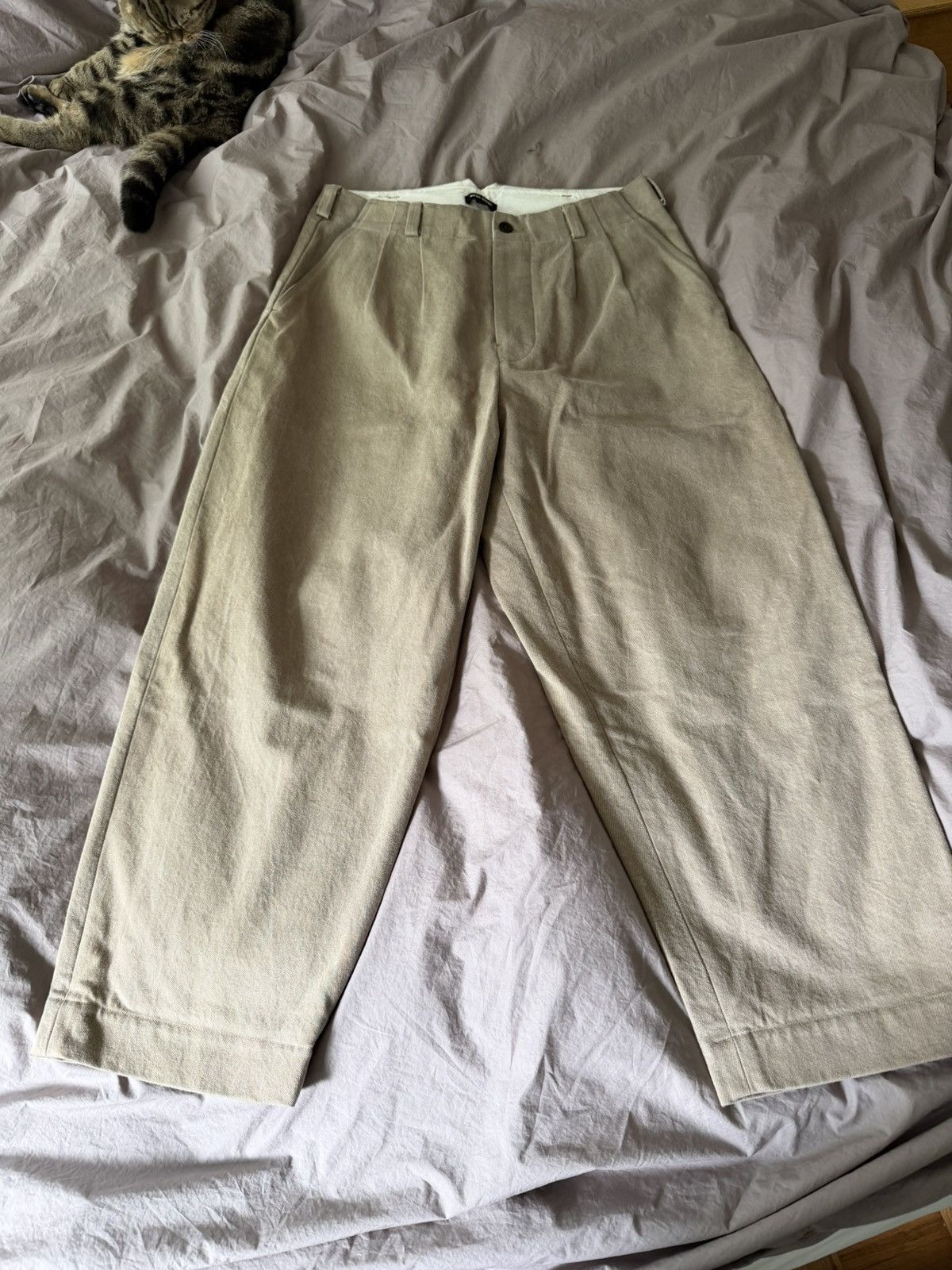 Walnut denim two pleat pant