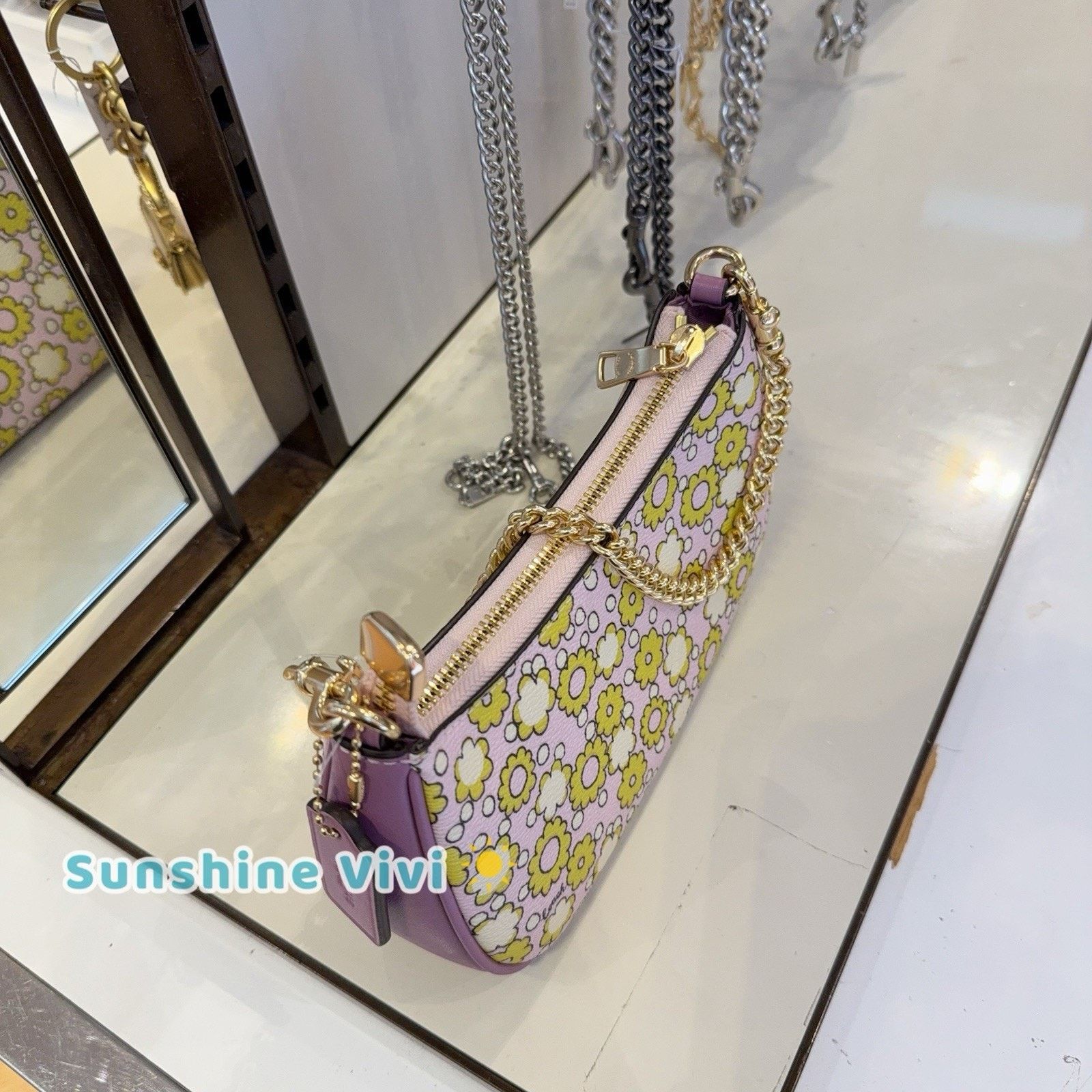 Coach NWT Coach Teri Mini Crossbody Bag Floral Print CBG64 Lilac Size ONE SIZE - 3 Thumbnail