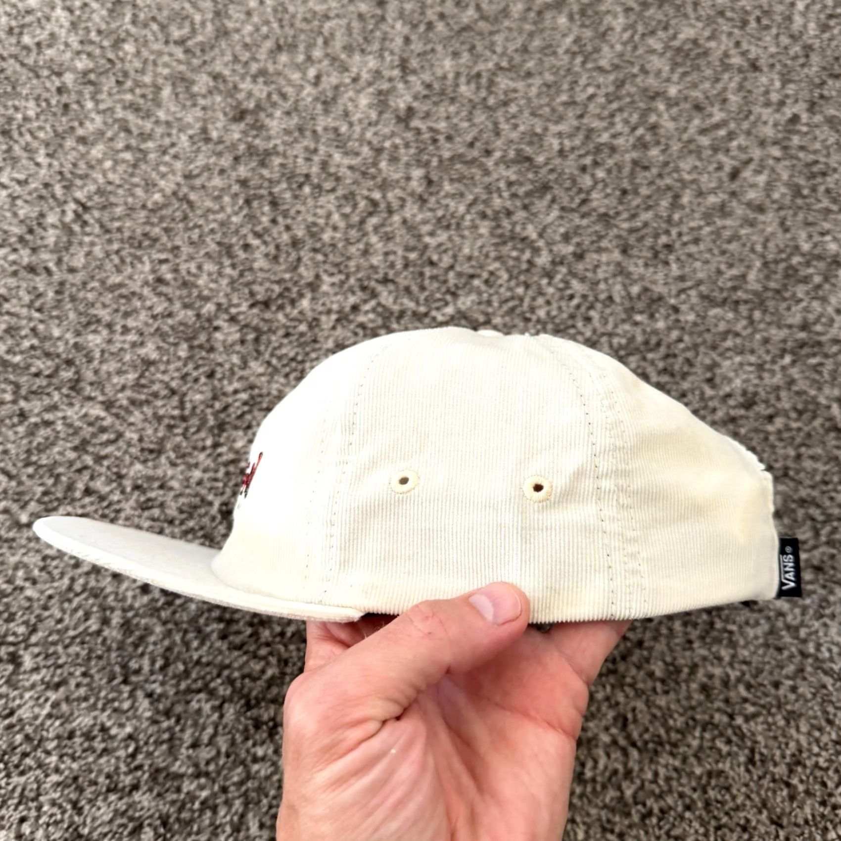 Vans VANS Pest Control White Adjustable Baseball Cap Funny Graphic Hat Corduroy Hat Men Casual Adjustable Cap White Men Cap Size ONE SIZE - 4 Thumbnail