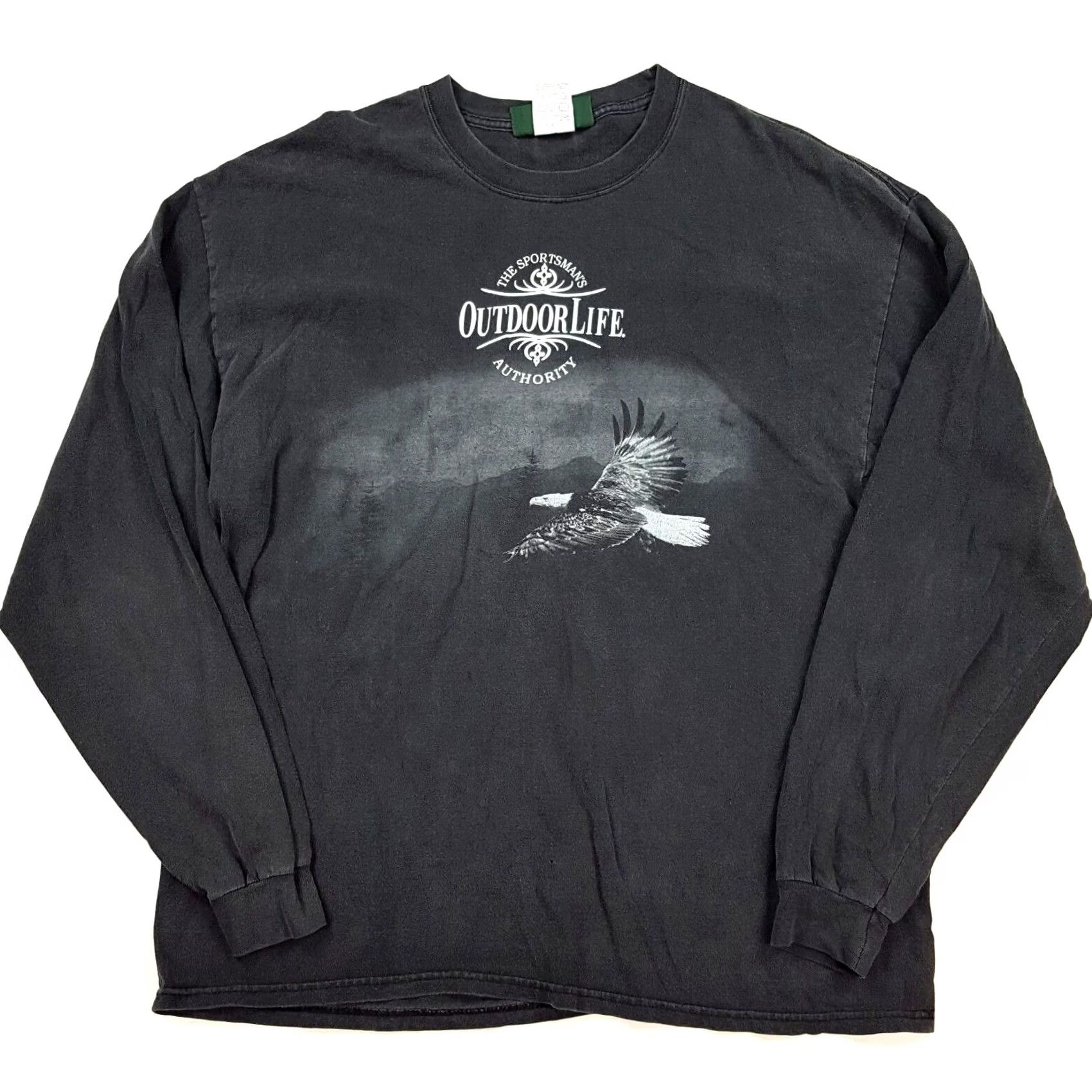 Vintage VINTAGE Outdoor Life T-Shirt Long Sleeve 90s Faded Black Eagle Nature Mens Large XL? Size US L / EU 52-54 / 3 - 2 Thumbnail