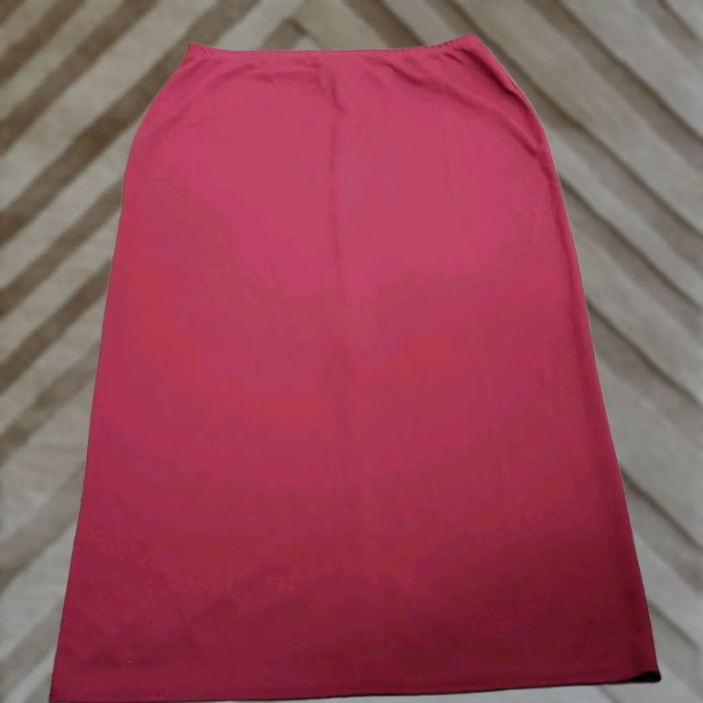 Lee VINTAGE Kathie Lee Skirt Women Long Maxi Red 90s Bohemian Whimsy Elastic Waist Large Stay Size 36" / US 14 / IT 50 - 1 Thumbnail