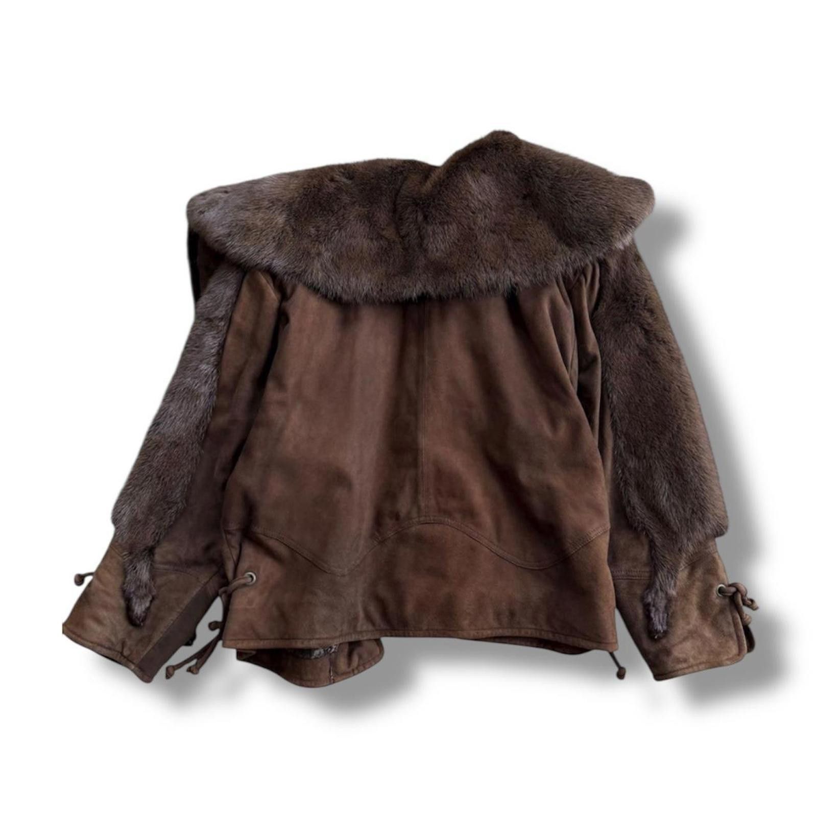 Other Real raccoon fur fairy grunge suede feel brown jacket coat Size XS / US 0-2 / IT 36-38 - 2 Thumbnail