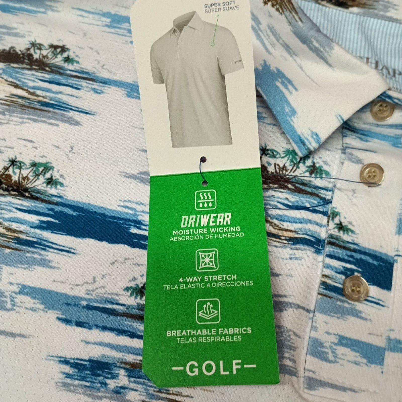 Chaps Chaps Printed Golf Polo Shirt Men's Size 2XL White Stretch Size US XXL / EU 58 / 5 - 4 Thumbnail