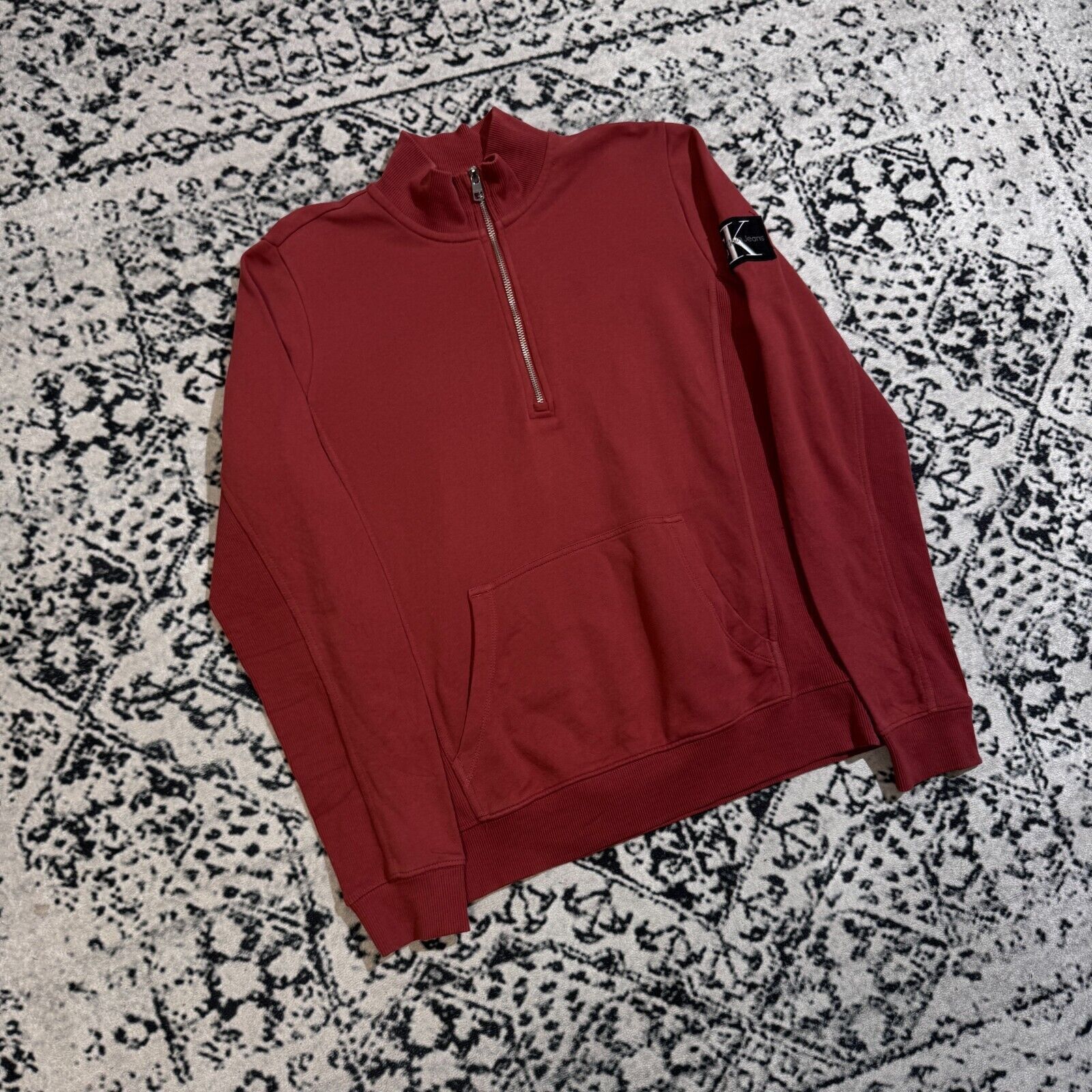 Calvin Klein × Vintage Calvin Klein Unisex Red Cotton Halfzip Sweatshirt Size M Size US M / EU 48-50 / 2 - 3 Thumbnail