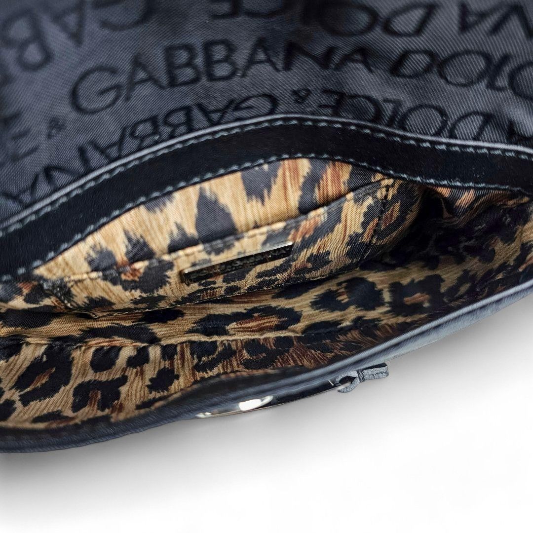 Dolce & Gabbana Dolce & Gabbana - Handbag Leoprint Black Leather Monogram Size ONE SIZE - 8 Thumbnail