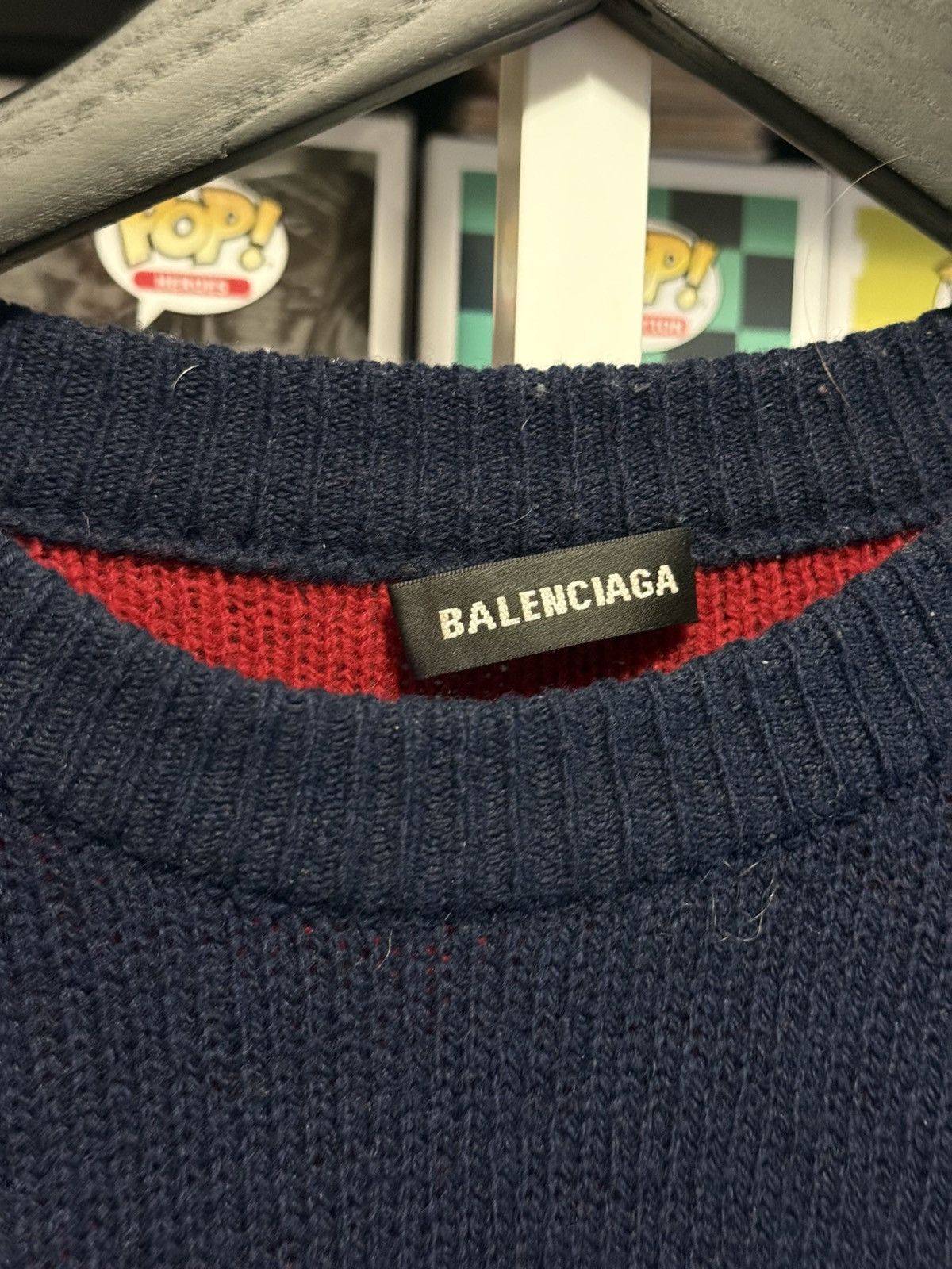 Balenciaga Balenciaga Virgin Wool Sweatshirt Navy / Red Size US M / EU 48-50 / 2 - 3 Thumbnail