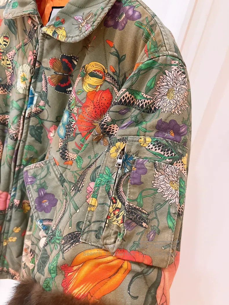 Gucci Gucci Mink-decorated floral snake-printed cotton clothes j Size M / US 6-8 / IT 42-44 - 6 Thumbnail